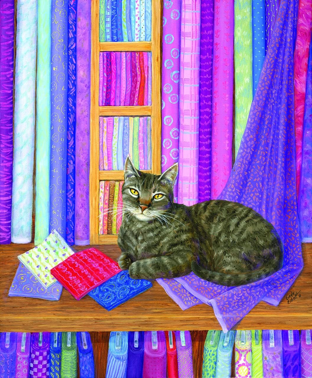 SUNSOUT INC - Quilt Shop Playmate - 1000 pc Jigsaw Puzzle by Artist: Linda Elliott - Finished Size 23" x 28" - MPN# 31628
