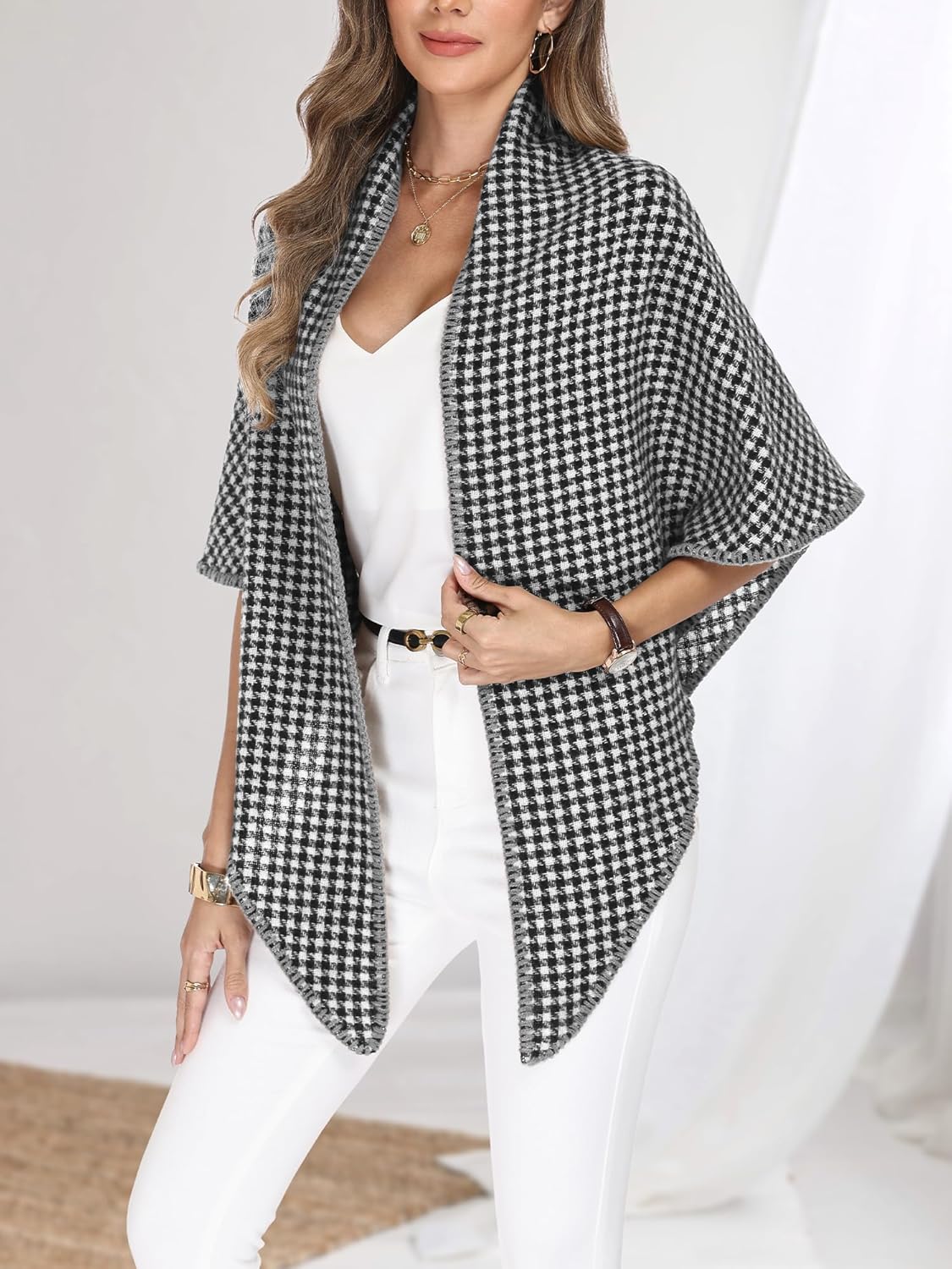 ELLEVEN Women’s Shawl Wraps – Soft Knitted Sweater Poncho Scarf, Cardigan Cape, Fashion Accessory Gift - Image 3