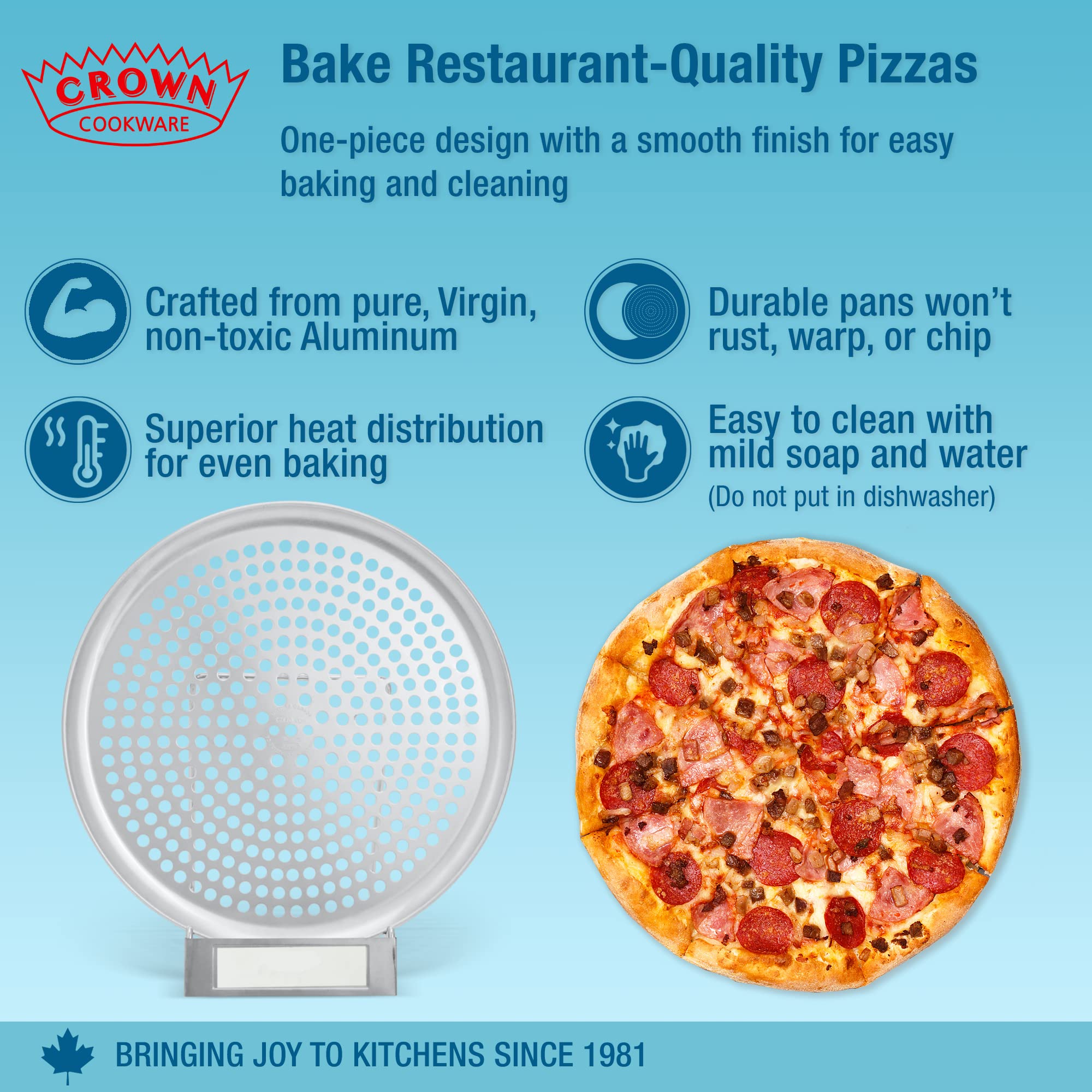 Amazon.com: Crown Pizza Pan with Holes 16 inch, 2 Pack, Sturdy 