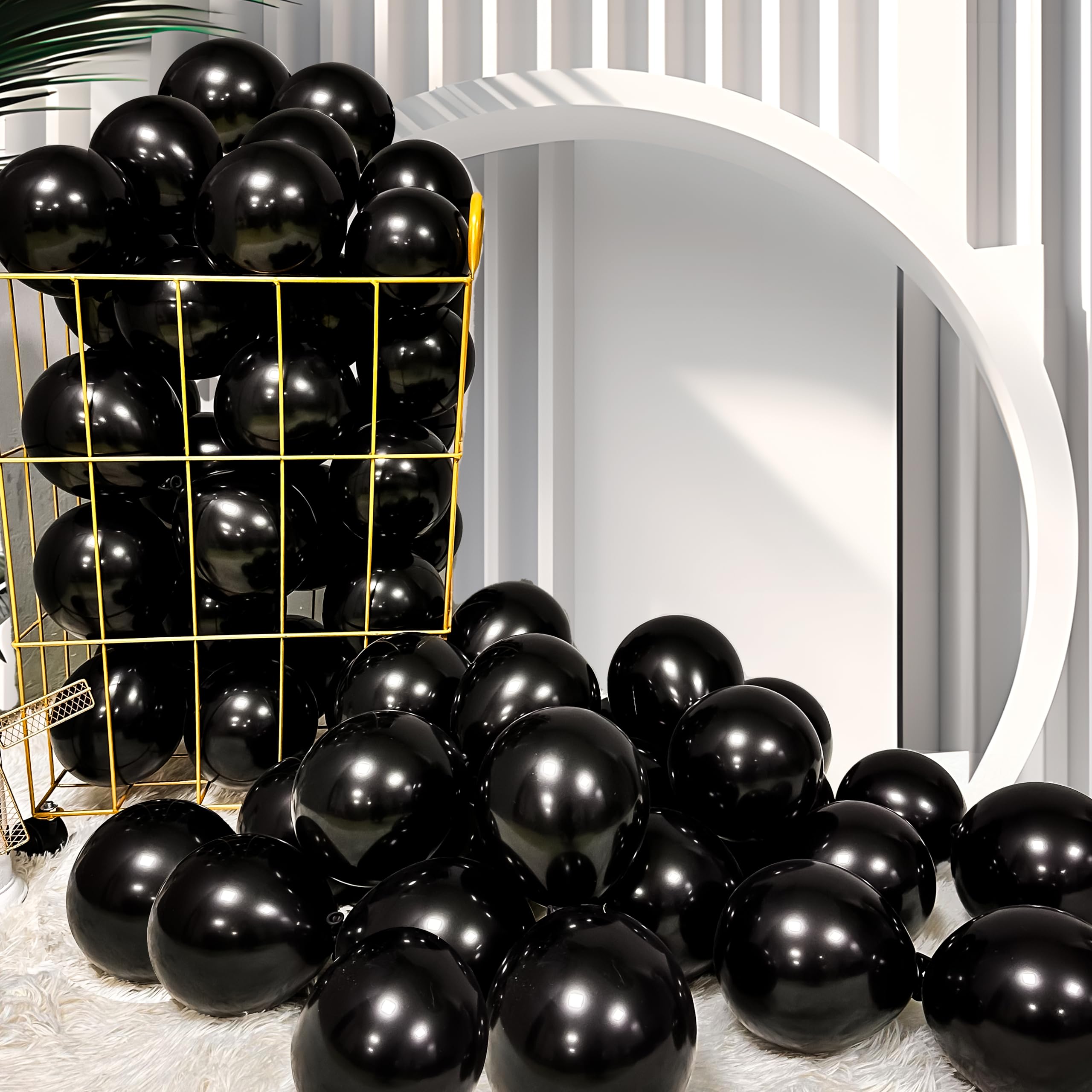 Firomi Small Black Balloons 5-inch 100 Pack (with 2 Ribbons)