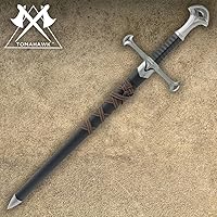 Vista 3 de Tomahawk - Espada ancha corta de guerrero de la Edad Media Hoja de doble filo de 17 pulgadas Espada ancha medieval Reproducción auténtica Mango