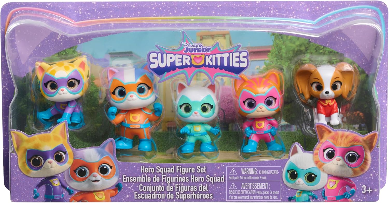 Just Play Disney Junior SuperKitties Purr 'N' Play Spel, 51 cm, met lichten en geluiden, 10-delig, simulatiespel, speelgoed voor kinderen vanaf 3 jaar