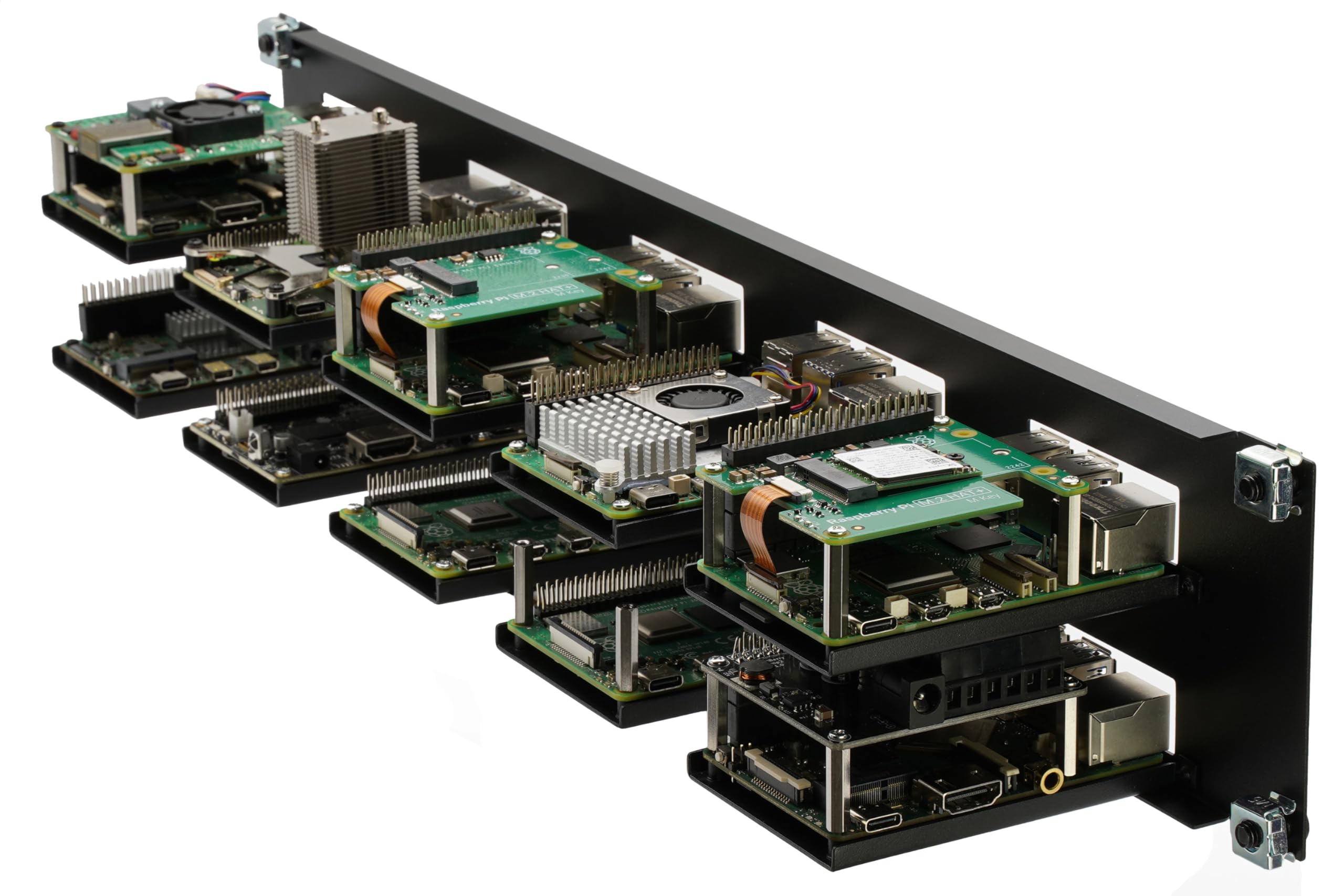 KKSB Pannello rack 2U per Raspberry Pi da 19-inch (19"), contiene 10 schede, supporta cappelli e dispositivo di raffreddamento ufficiale Raspberry Pi