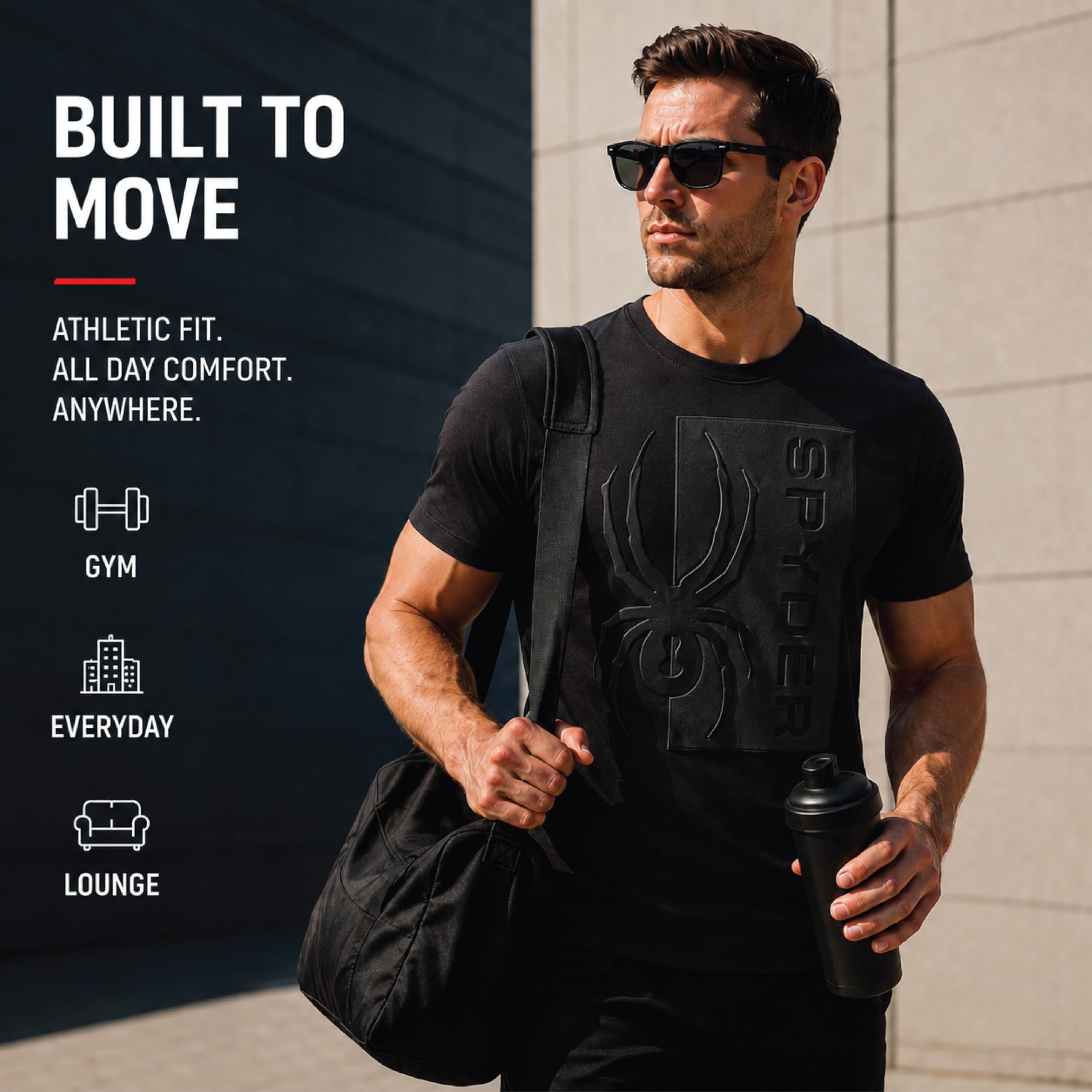 Spyder M Spydr SS tee Shirt Camiseta Hombre (Pack de 1) | Sudadera suave para la calle, comodidad casual diaria para fines de semana, descanso y uso diario