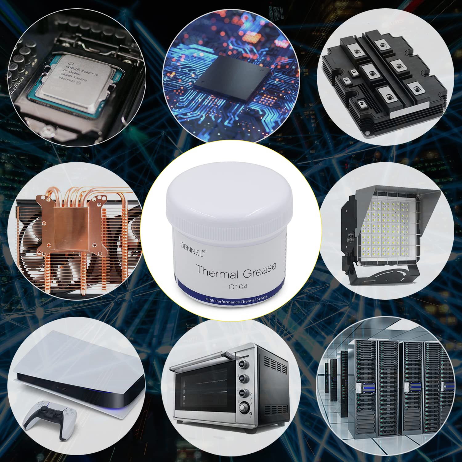 GENNEL G104 100 Grams Thermal Conductive Paste, Silicone Thermal Compound Grease, Heatsink Paste for CPU Radiator Coolers LED Printer Chipset Cooling