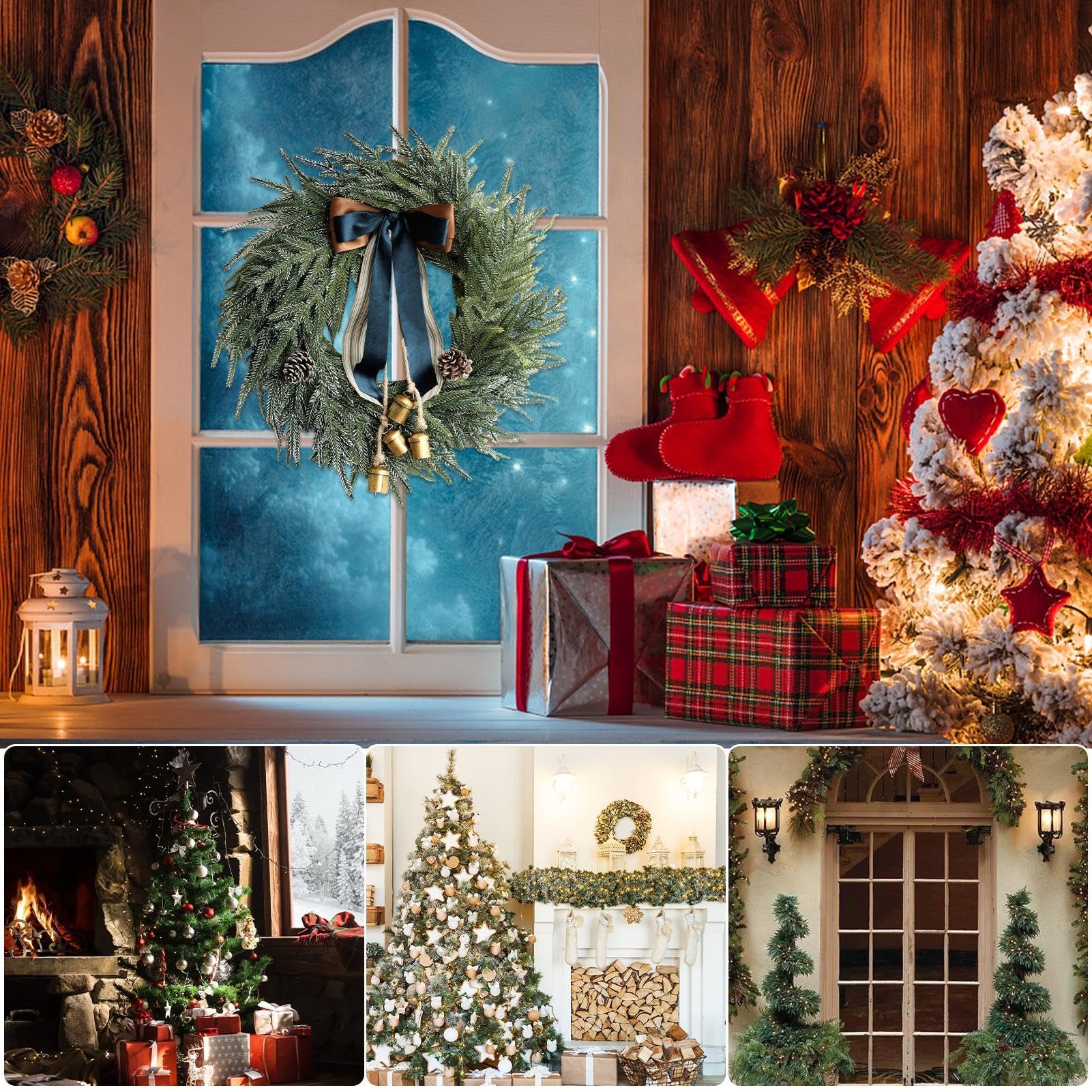 Künstlicher Kiefernkranz, Weihnachtsgirlande, Dekoration, Outdoor-Urlaubsdekoration, dekorativer Glockenkranz mit Schleifenband, Weihnachtsdekoration, Girlanden für Kinder, Erwachsene, Familie