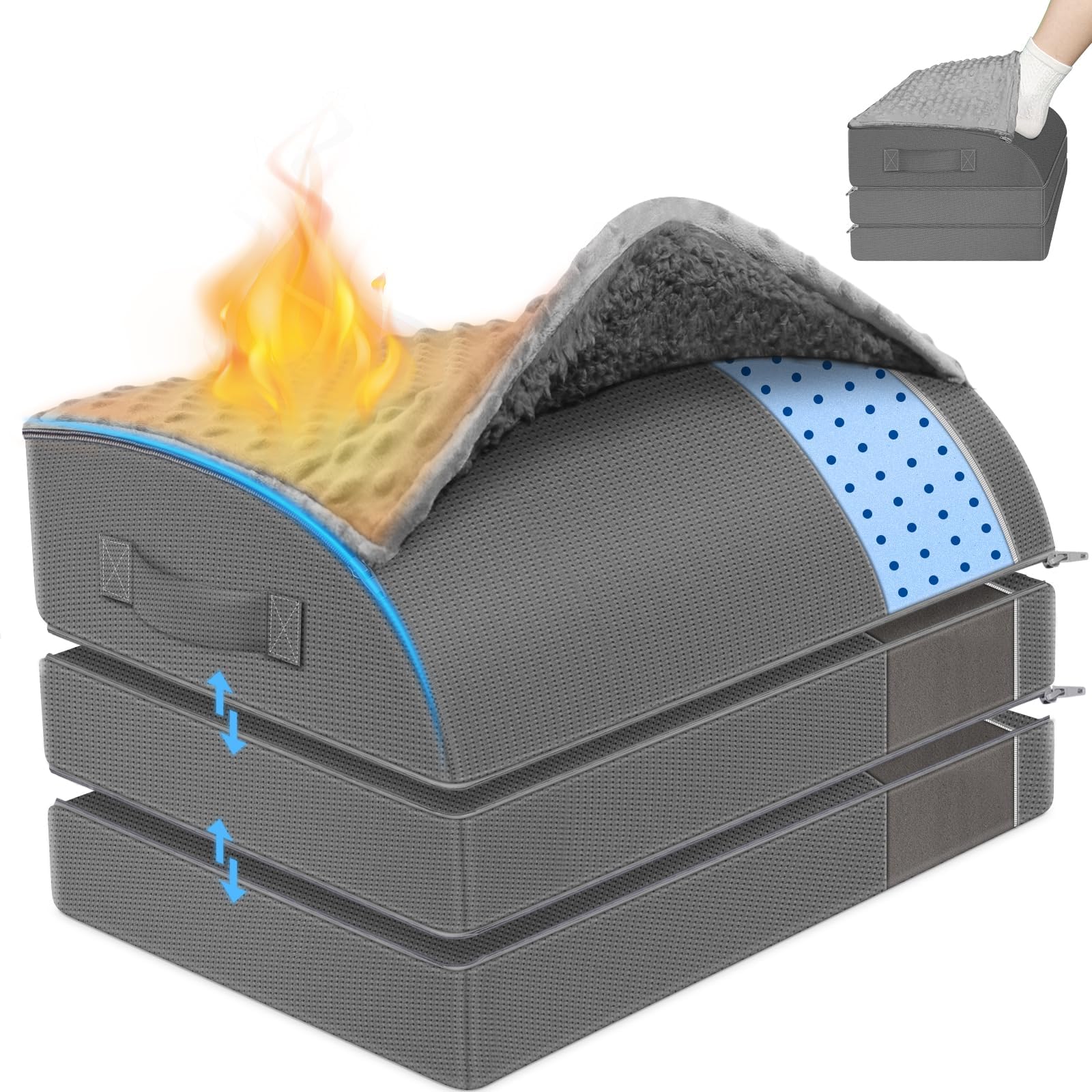 KingPavonini Fußstütze Schreibtisch, Gel-Memory-Schaum Fußbank, 3 Höhen verstellbar, wärmende Fußtasche für Rücken, Hüfte, Beine Discomfort Relief, ergonomische Footrest für Bürostuhl & Gaming-Stuhl