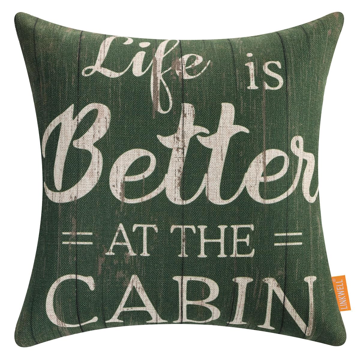 LINKWELL Cabin Decorative Pillow Cover 18x18 Inch Life is Better at The Cabin Throw Pillow Cover for Couch Living Room Vintage Decorations for Home