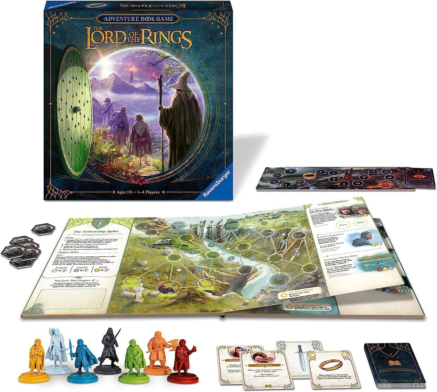 Ravensburger Lord of the Rings Adventure Book - wciągająca rodzinna gra planszowa dla dzieci i dorosłych w wieku 10 lat i starszych od 1 do 4 graczy