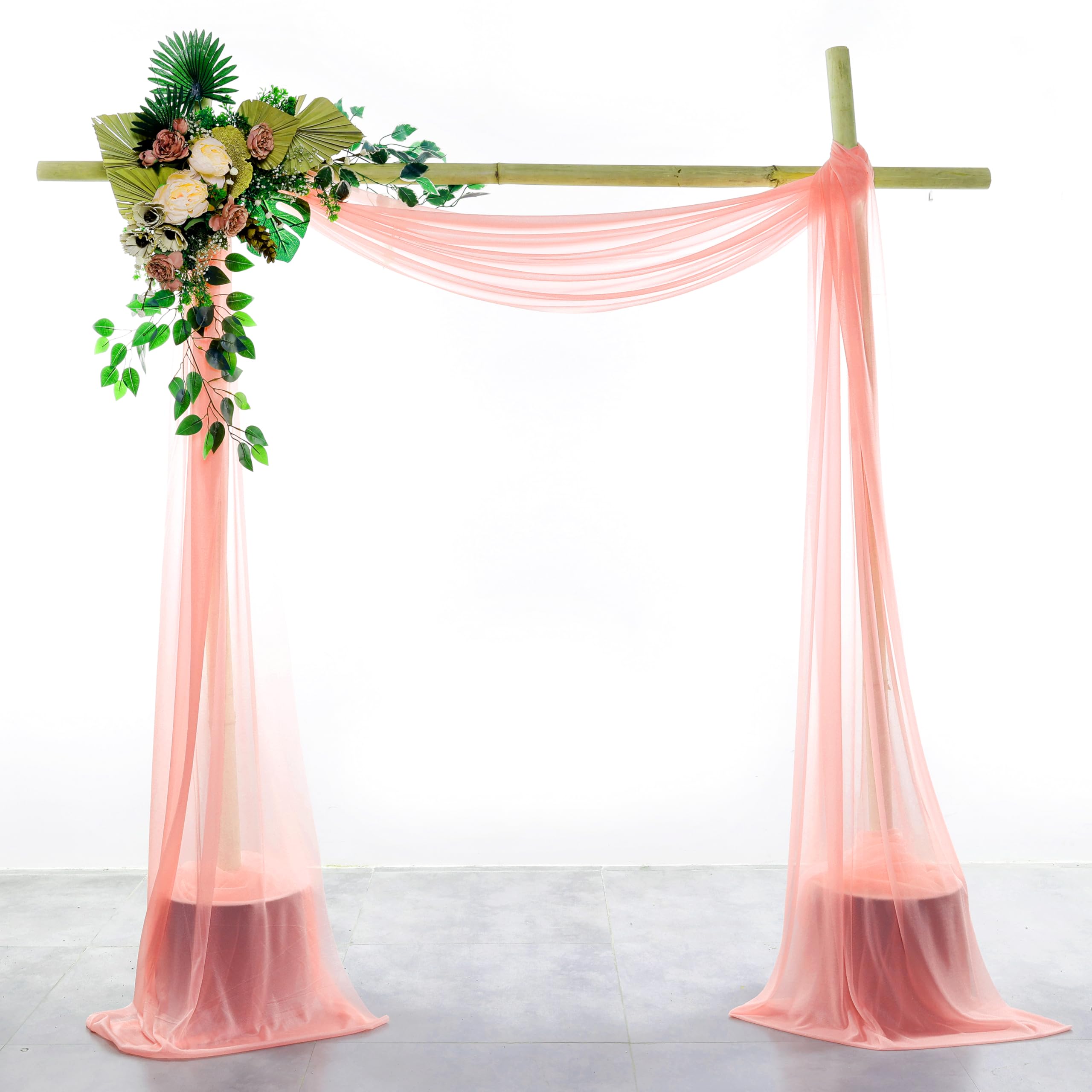VDS Pack of 1 Panel (30 Inch X 100 Feet) Wedding Arch Draping Fabric Sheer Chiffon Fabric Drapery for Wedding Ceremony Reception Swag Backdrop Canopy Chuppah ARBO Altars Decoration (Peach) — image 1