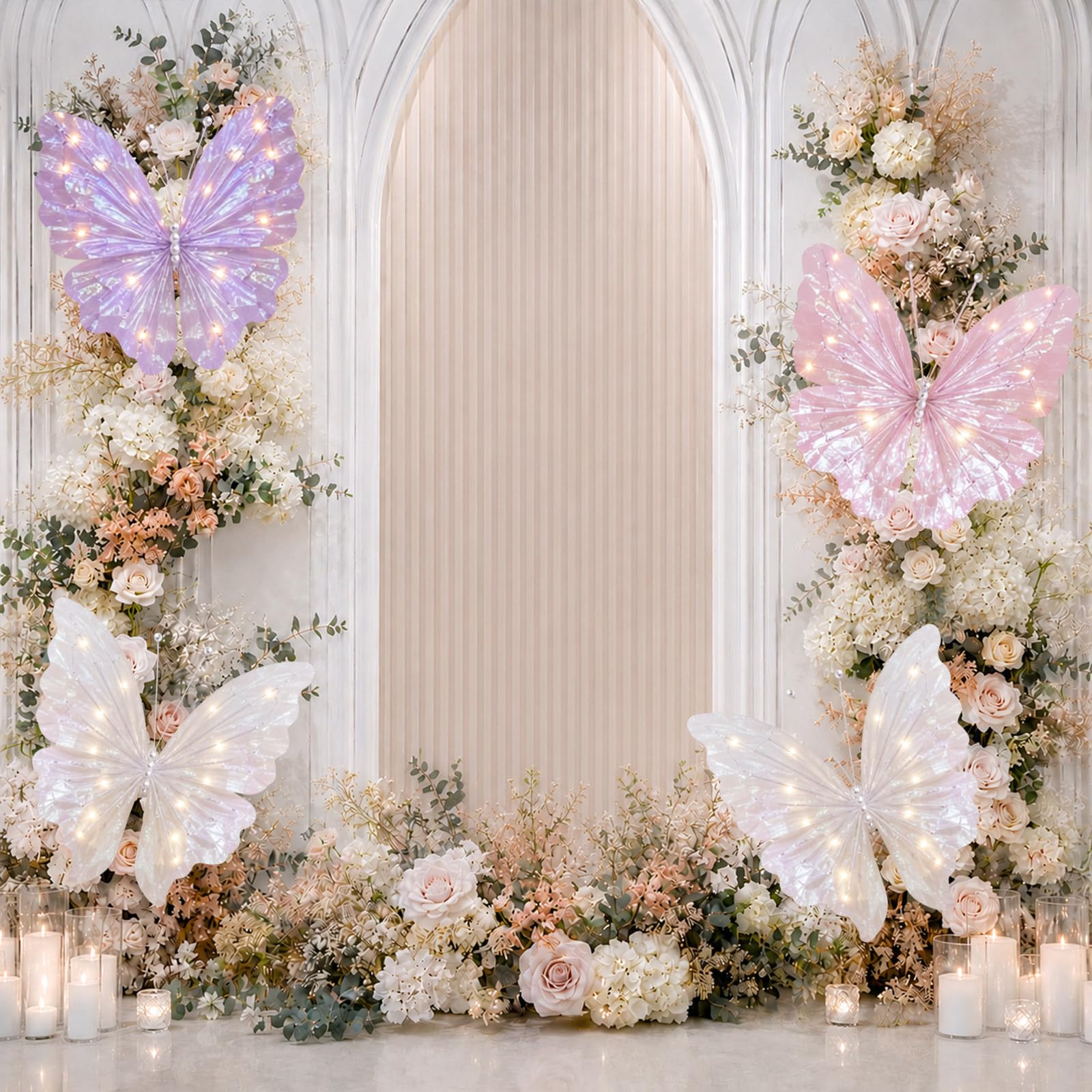 3 decorazioni a LED grandi a forma di farfalla, 50,8 cm, giganti, illuminate, per albero di Natale, matrimoni, feste di compleanno, baby shower, vacanze, fotografie, artigianato, ghirlande