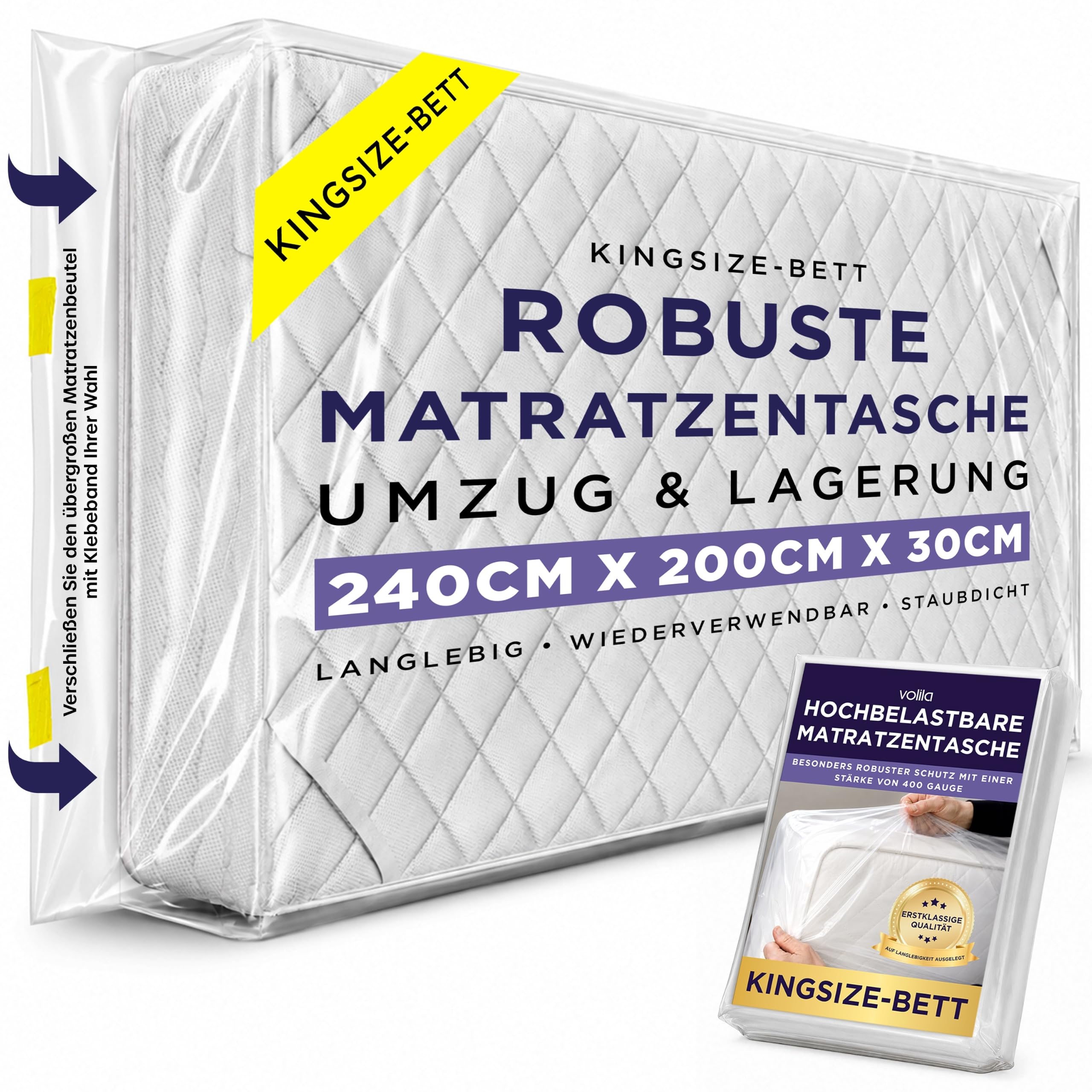 Matratzenhülle 160 x 200 cm- Matratzen Aufbewahrung Schutzhülle, Robuste, Reißfeste, wasserdichte für Umzug & Lagerung