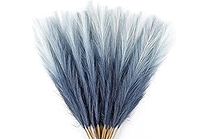 20-Piece Navy Blue Gradient and White Faux Pampas Grass Decor