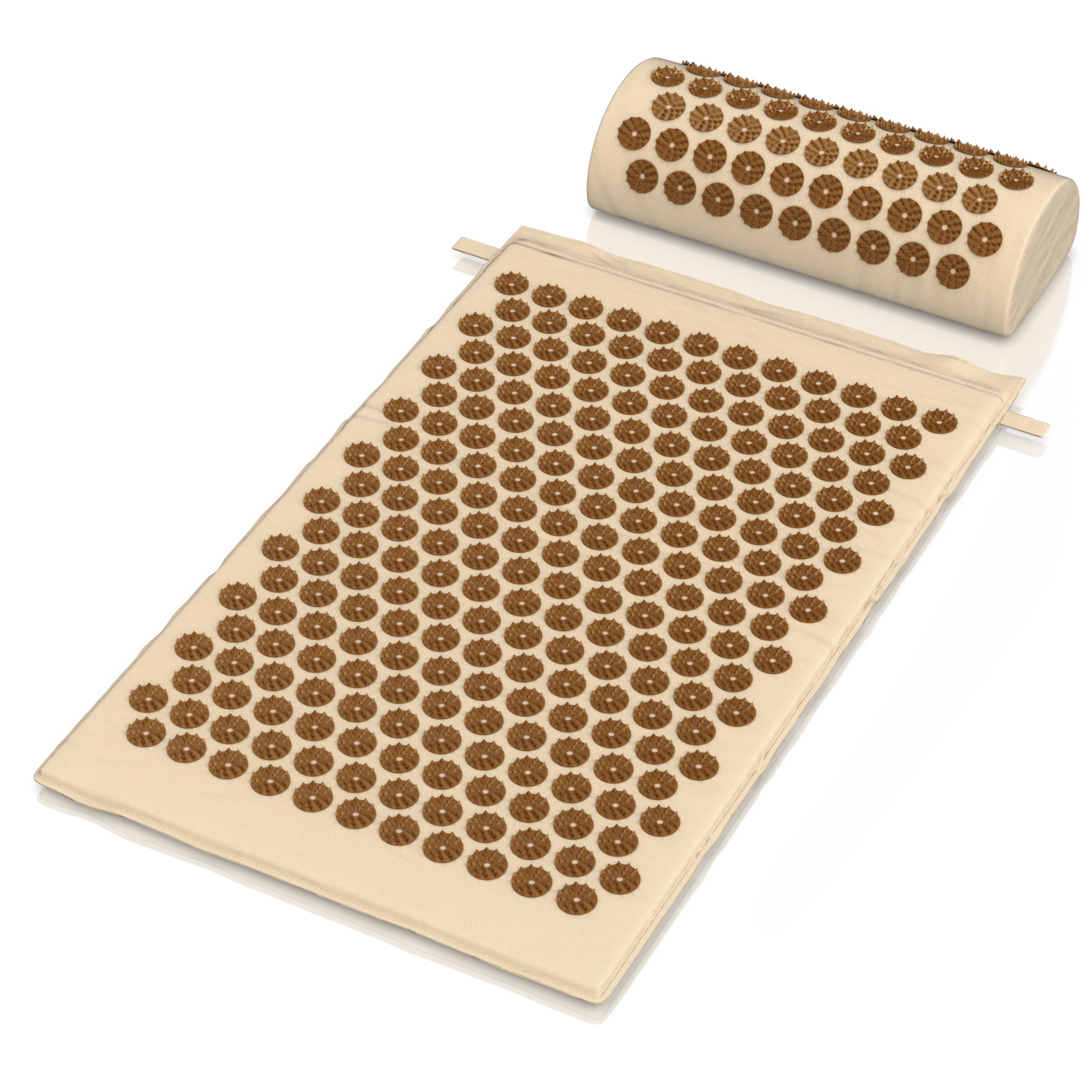 Akupressurmatte aus Nuturfasern - mit Kissen – Yantra Matte – zur Linderung von Rücken-, Nacken- und Fußschmerzen – mit Tragetasche – Nadelmatte – zur Tiefenentspannung - inkl. Nackenkissen
