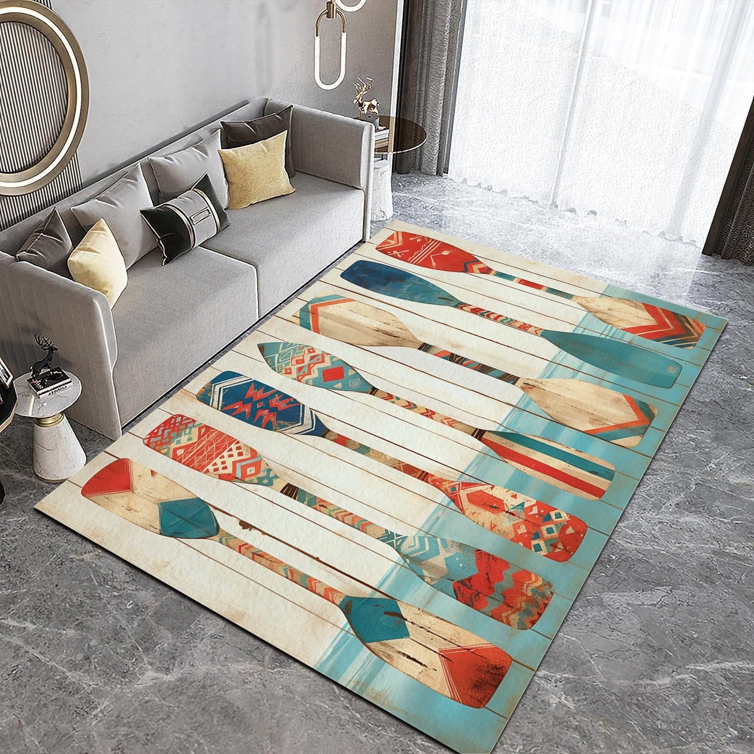 Tapis lavable vintage rustique fin pour éviter les glissades