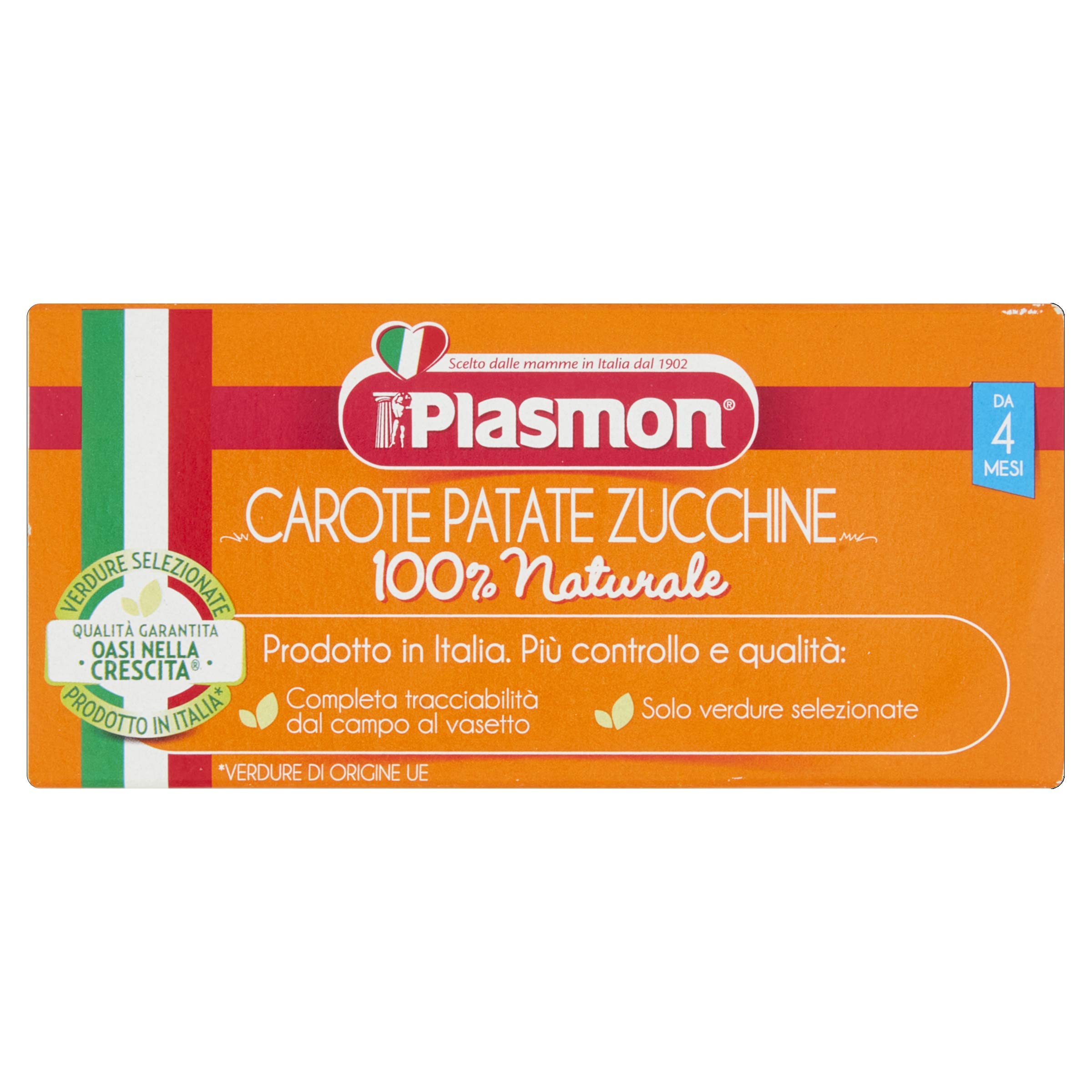 Plasmon Omogeneizzato Verdura Carote, patate e zucchine 80g 24 Vasetti Con verdure selezionate 100% naturale, senza amidi e sale aggiunti