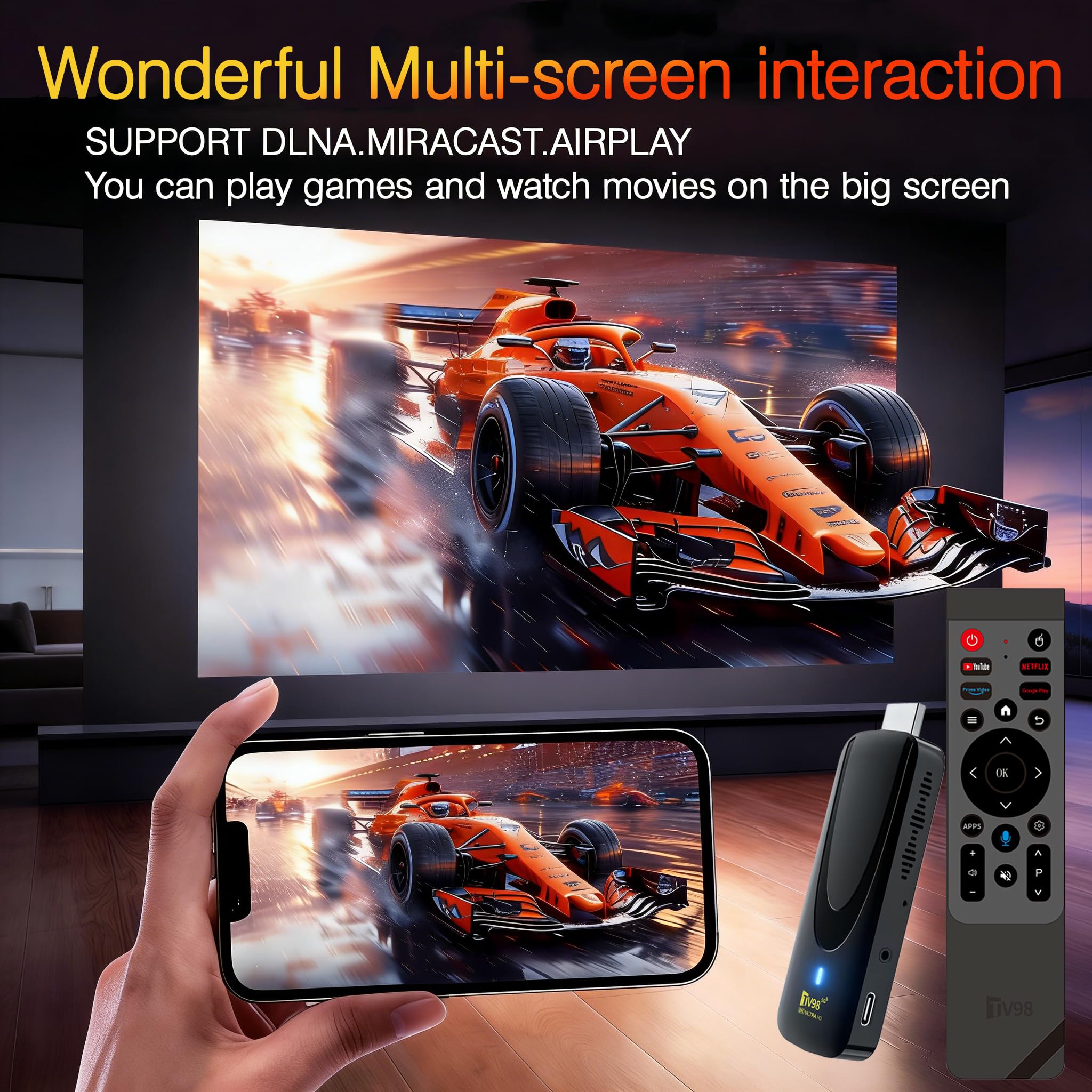 Android 14 TV Stick,Streaming 8K HDR10+, 2Go RAM 16Go ROM, WiFi Double Bande 2.4G/5.8G Lecteur Multimédia Ultra HD