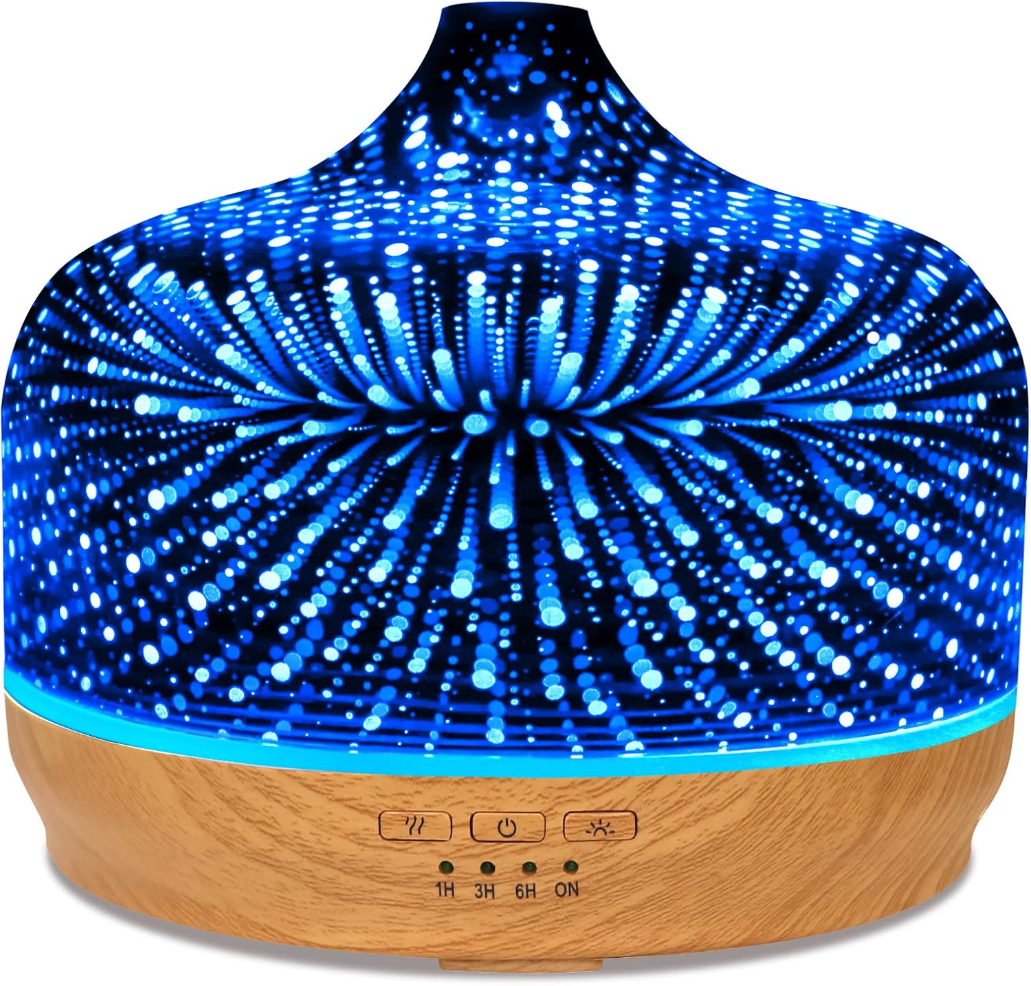 Exqline Aroma Diffuser 500ml Glas 3D Feuerwerk, Duft Diffuser für Ätherische Öle mit 7 Farben ...