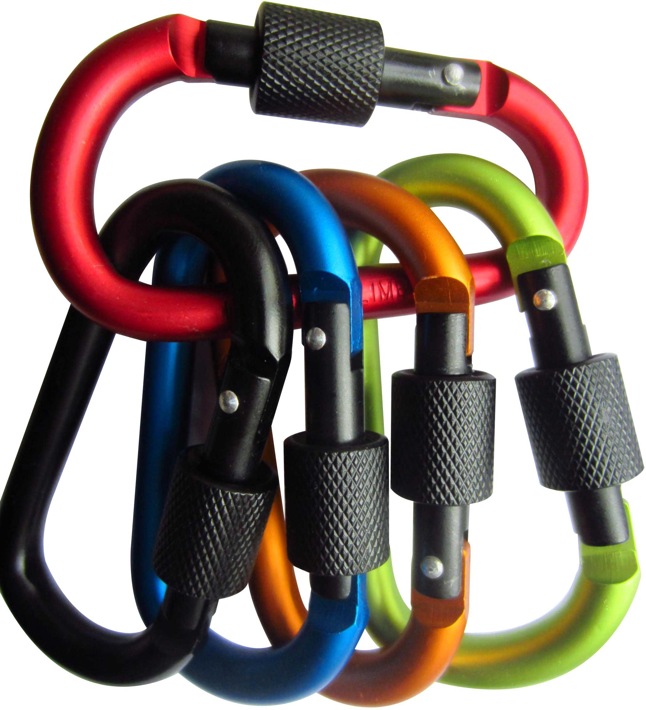 LeBeila 5 PCS Carabiner Climbing D Ring Keychain with Clip Durable Heavy Duty Aluminum Screw Locking Hooks for Hiking, Fishing and Outdoors (Mixed 1)