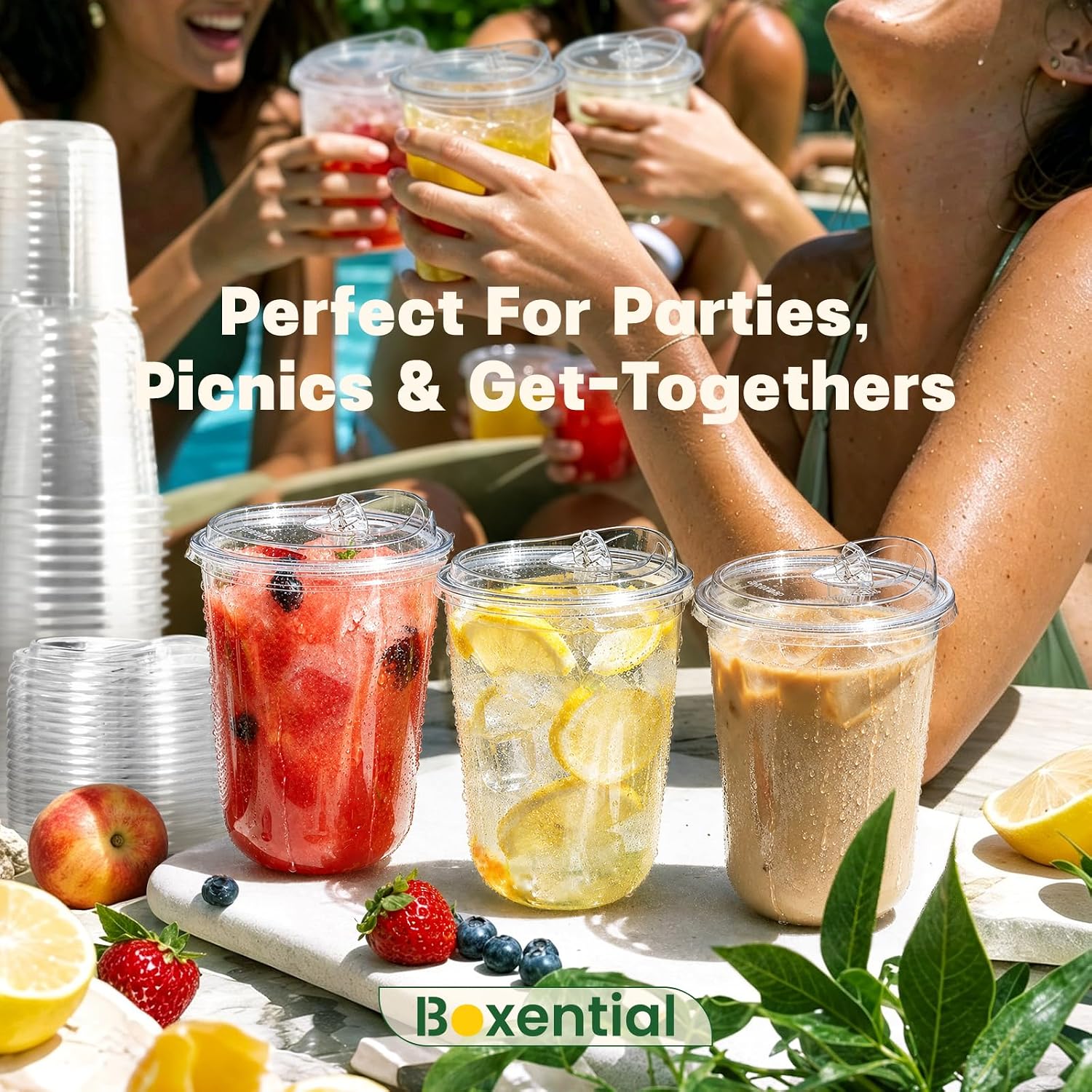 100 Pack 16 oz Round Bottom Plastic Cups with Strawless Sip Lids, Disposable Coffee Cups with Lids, To Go Iced Coffee Cups with Lids, Disposable Cups for Party, Smoothie Cup for Cold Drinks