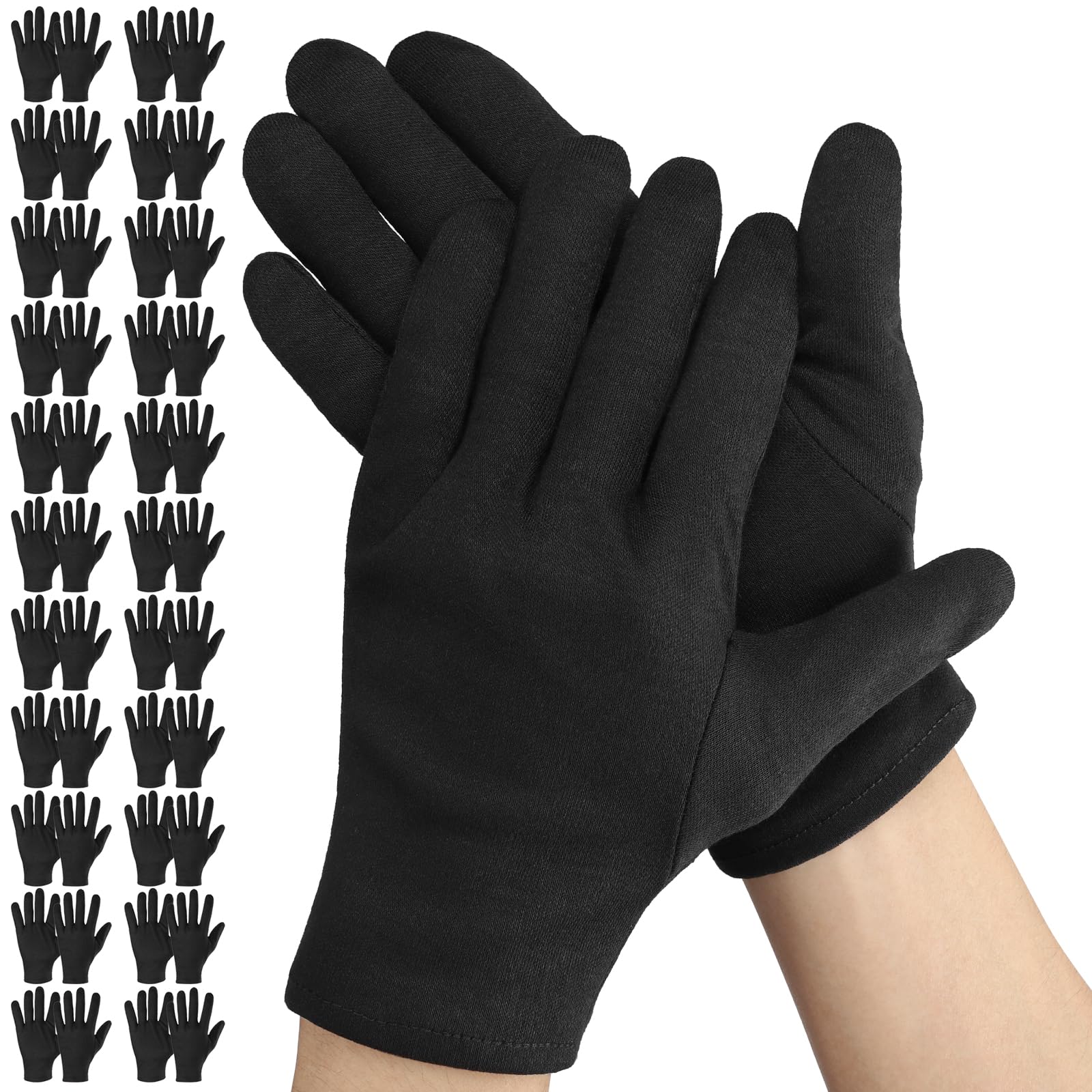 Einfa Cotton Gloves Large, 40 Pieces 25cm L Black Glove for Work Protective