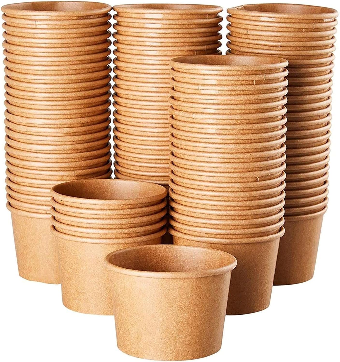🔥 Crazy Deals Ice Cream Sundae Cups (100 Pack) Disposable Kraft Paper Dessert Frozen Yogurt Bowls 8-Ounce, Brown