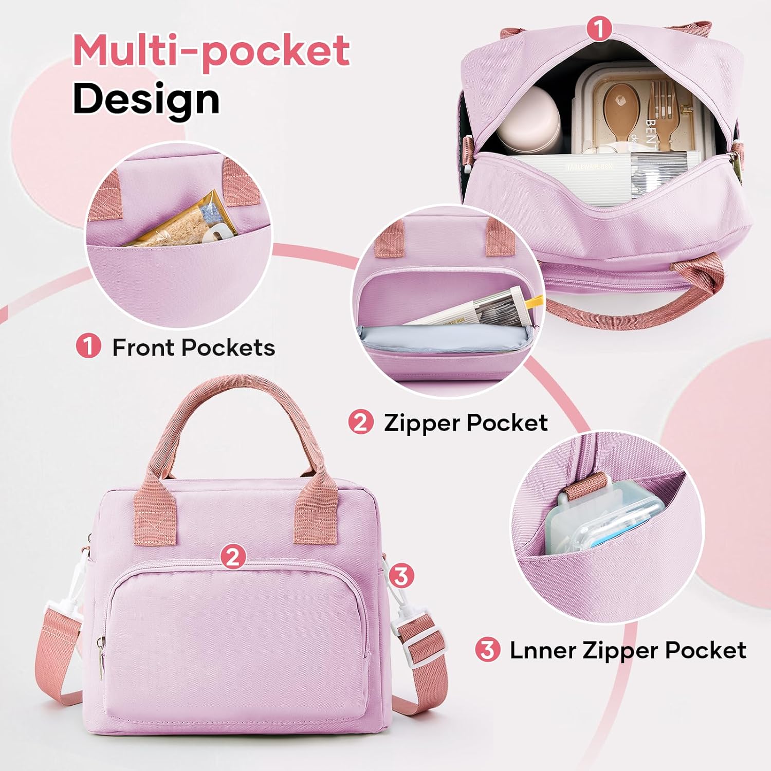 Cute Lunch Bag for Women, Corduroy Lunch Box for Work Lunch Tote Bag Women, Reusable Insulated Cooler Lunch Box for Travel - Image 3