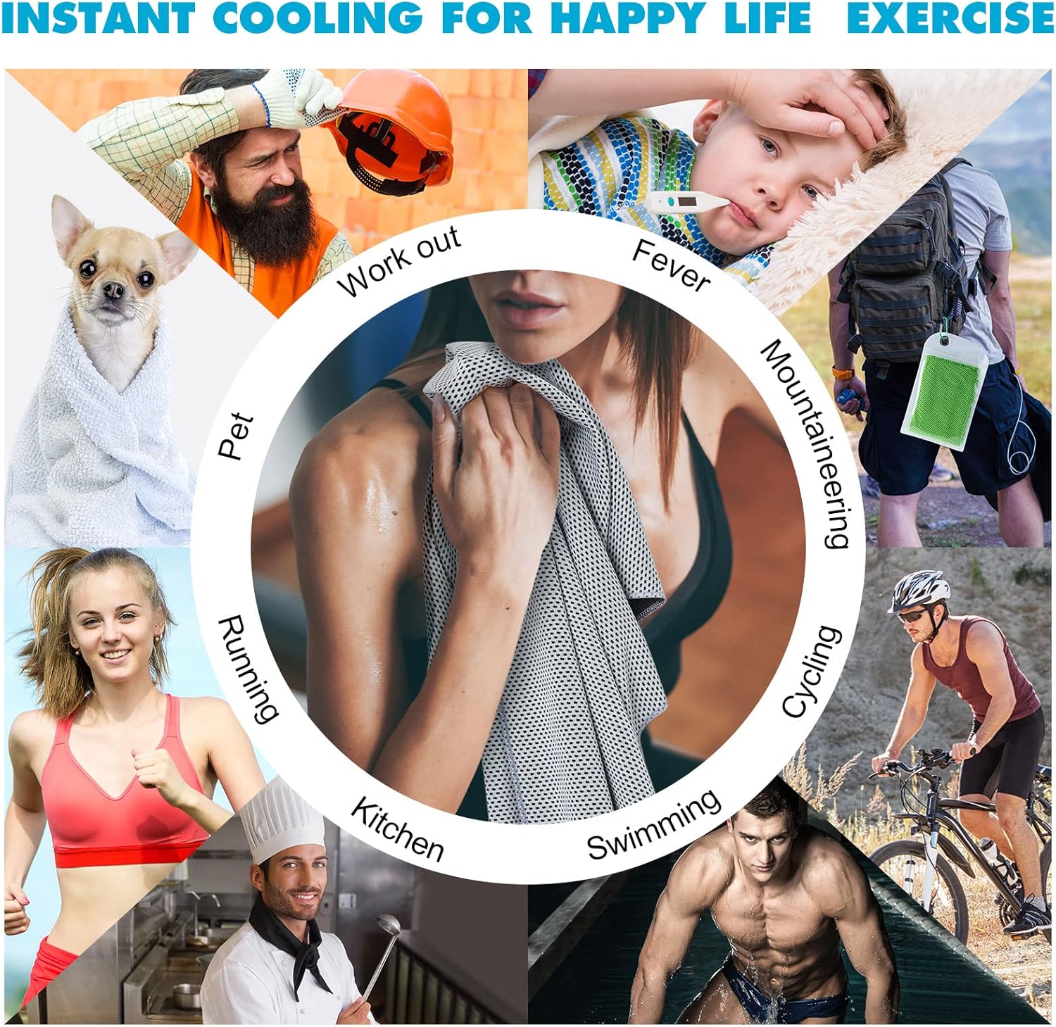 Honoson 20 Pack Cooling Towels,35 x 12 Inch Ice Breathable Soft Chilly Sweat Rag Microfiber Workout Rags for Gym Cooling Towels for Neck and Face for Yoga Golf Sport Running Gym Workout - Image 6