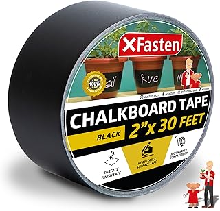 XFasten Black Chalkboard Tape Removable, 2-Inch x 30-Foot, Black, Smudge...