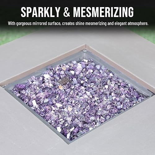 Miniatura 164 de Skyflame 4.53 kg de vidrio resistente al fuego, de 1.27 cm, de brillo intenso para paisajismo de chimenea, lugar para fogatas, Platino reflectante