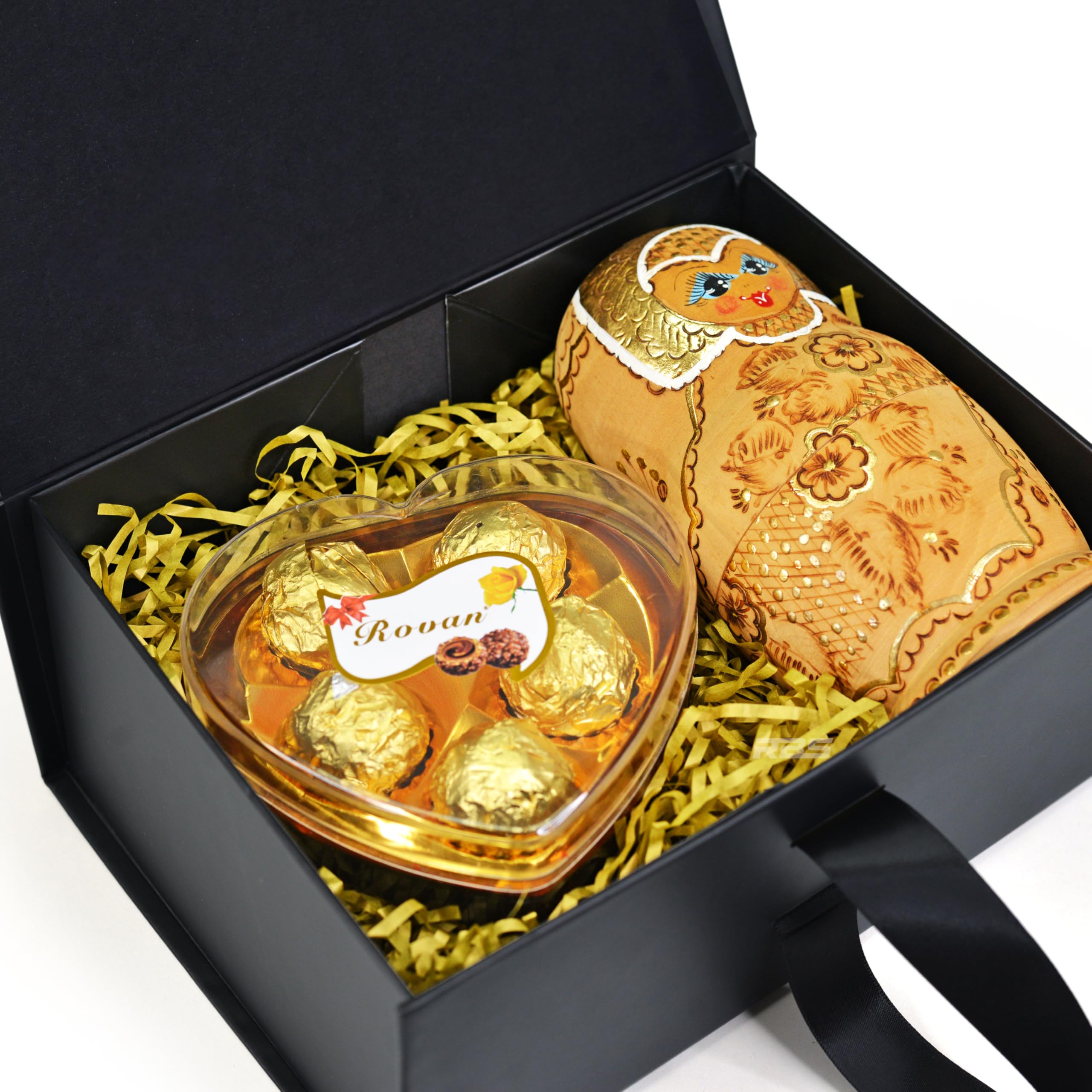Black Gift Box with Golden Filler - Gift Hampers & Packaging -6