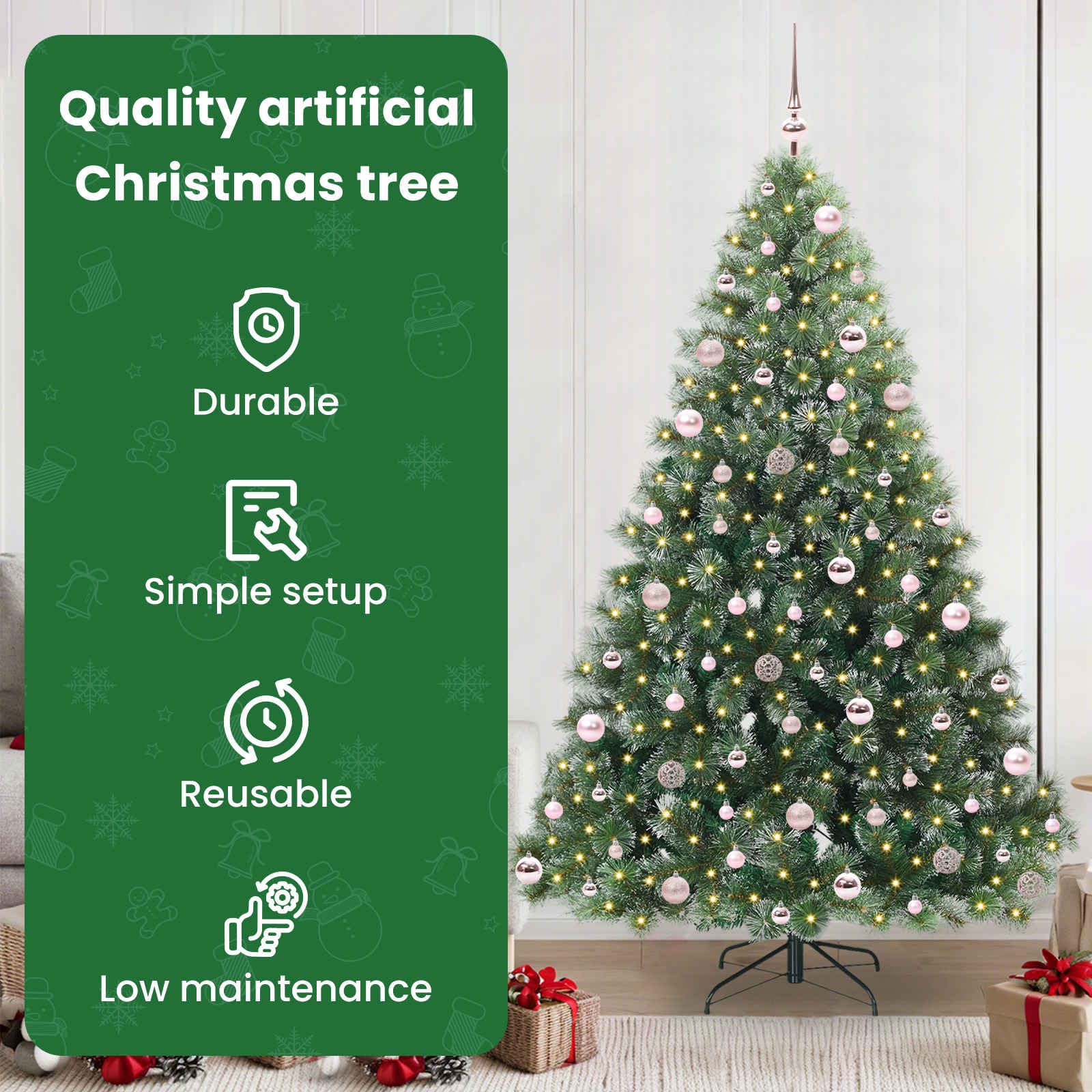 vidaXL Sztuczna choinka z 300 diodami LED Zielony 210 cm PE i PVC