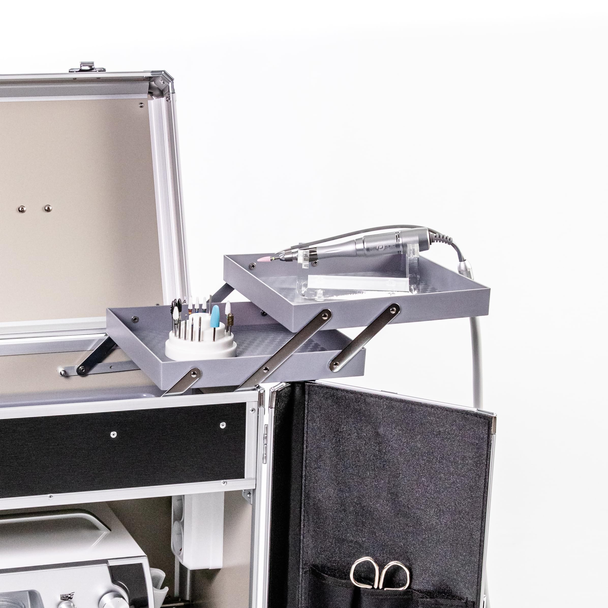 PodoMobile MIDI Fußpflegekoffer mit Trolley und 2 Steckdosen - Schwarz