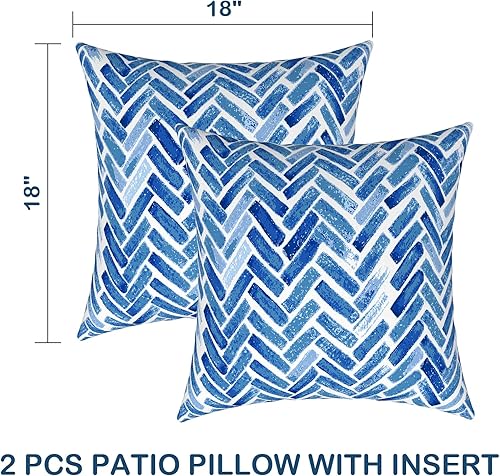 Miniatura 2 de DYTXIII Paquete de 2 almohadas impermeables para patio con rellenos, almohada decorativa cuadrada para exteriores para el hogar, sofá, banco y