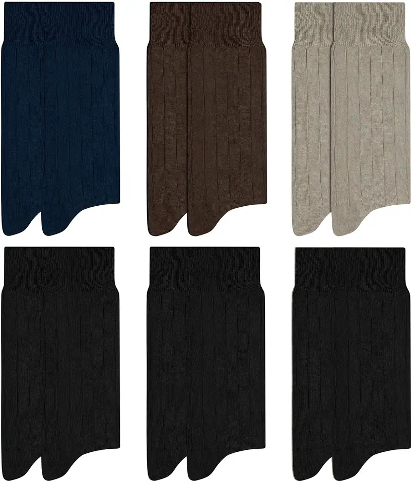 Kit 6 Pares de Meia Social Algodão Canelado Mash Masculina