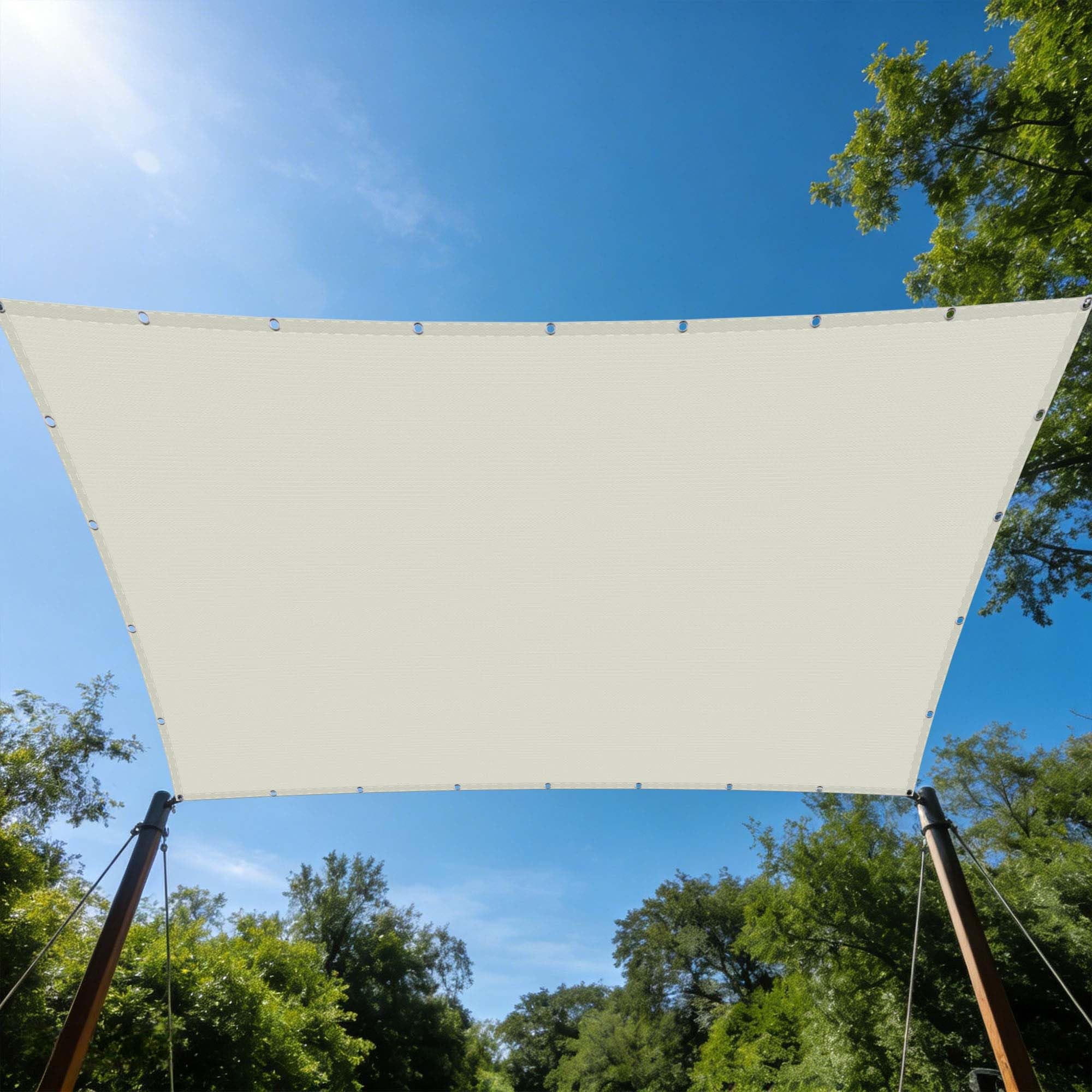 Voile d'ombrage imperméable anti-vent 180x260, toile rectangulaire déperlante blanc cassé