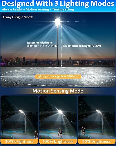 Miniatura 5 de Gefolly SL-9800W Luces solares de calle al aire libre, 860000LM luz de estacionamiento comercial, 6500K anochecer a amanecer IP67 luces de