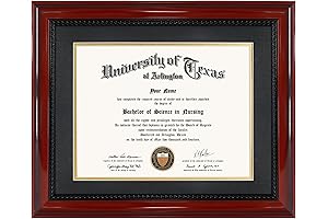 8.5x11 Diploma or 11x14 License Frame With Mat, Solid Wood Cherry Finish