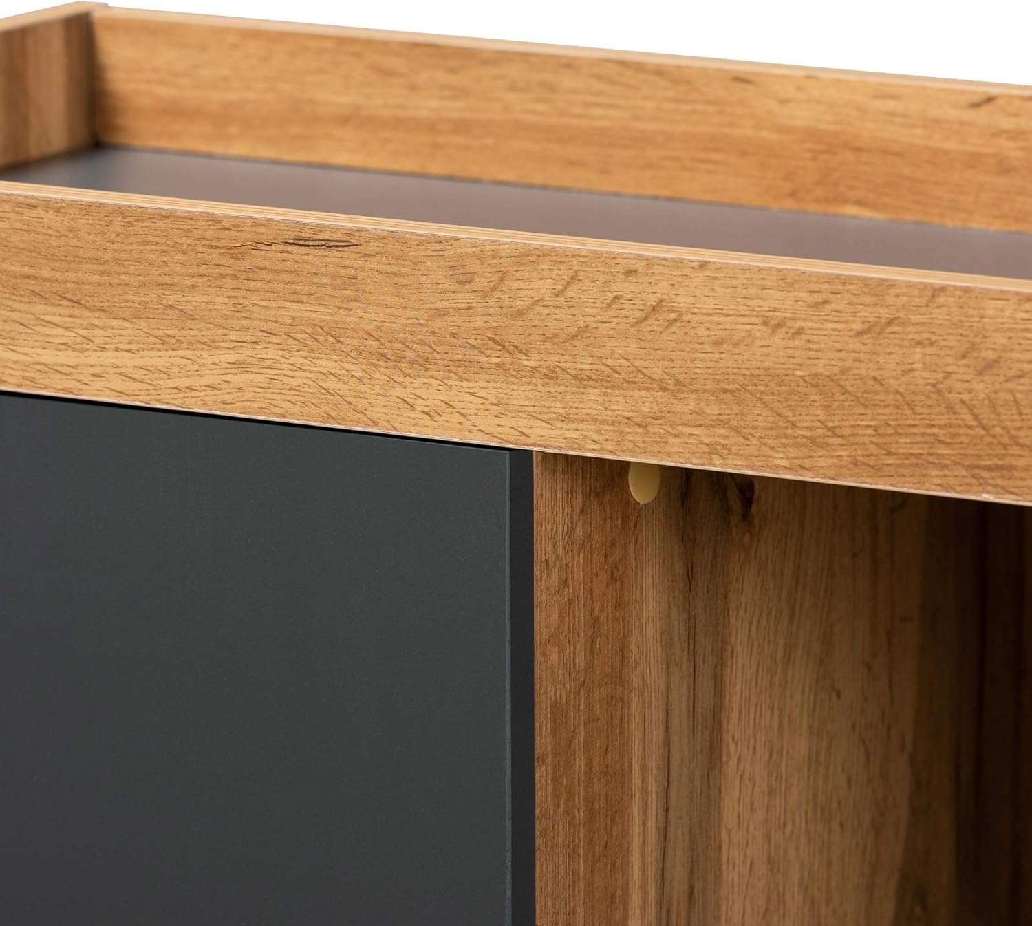 Baxton Studio Caspian Modern and Contemporary Two-Tone Grey and Oak Brown Finished Wood Shoe Cabinet