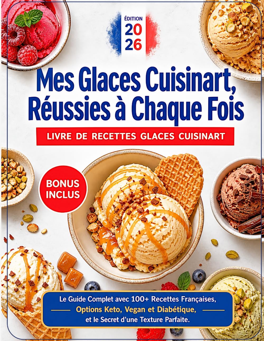 LIVRE DE RECETTES GLACES CUISINART: Mes Glaces Cuisinart, Réussies à Chaque Fois: Le Guide Complet avec 100+ Recettes Françaises, Options Keto, Vegan ... et le Secret d'une Texture Parfaite.