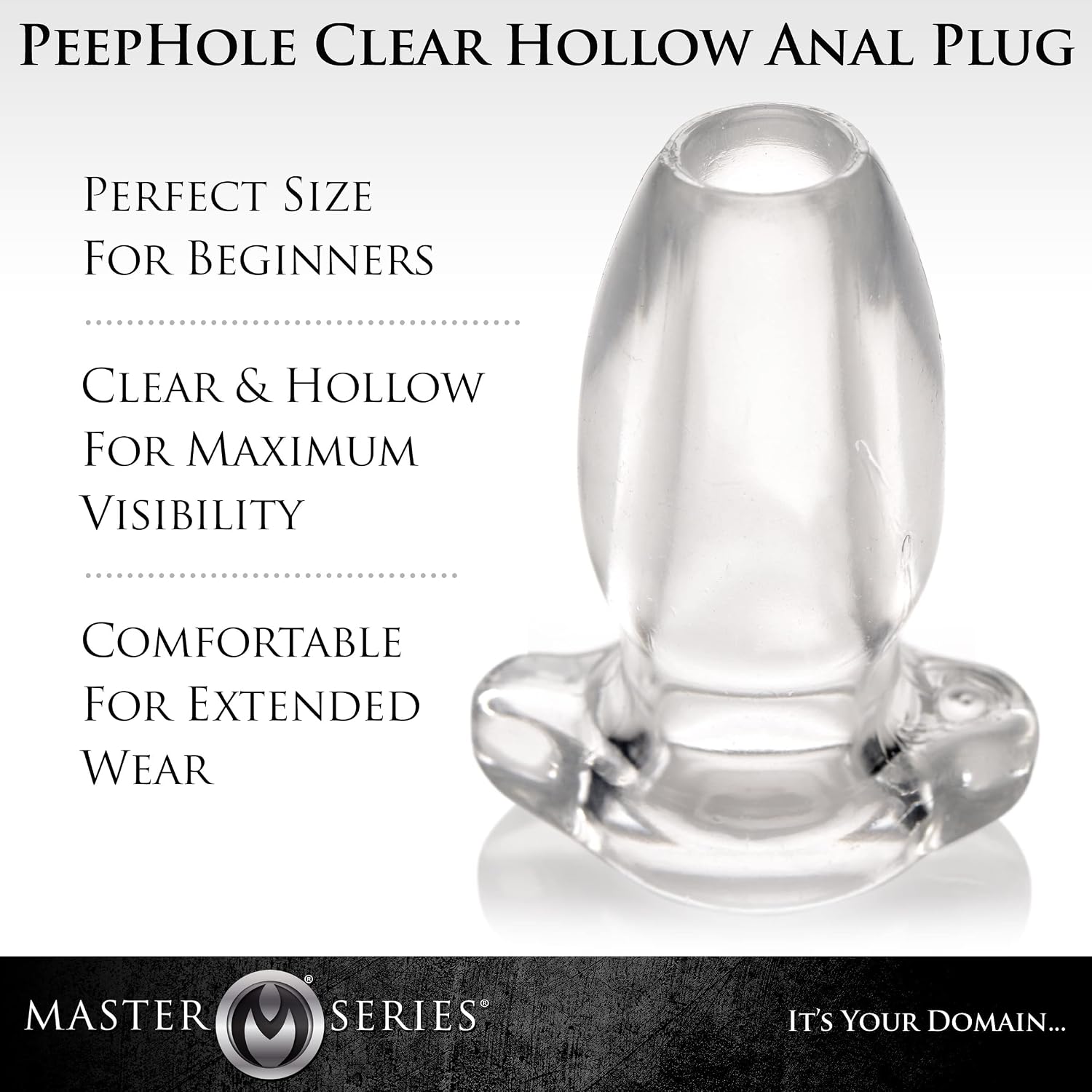 Size Matters Series Peephole Clear Hollow Anal Plug, Small (AF816-Small)