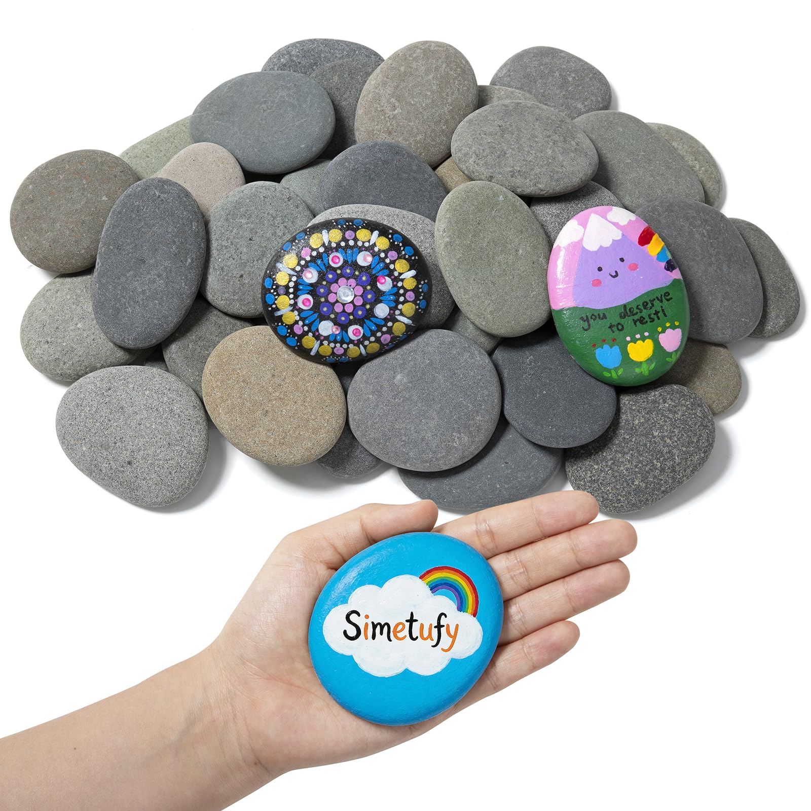 Simetufy 45 Pcs Painting Rocks Bulk