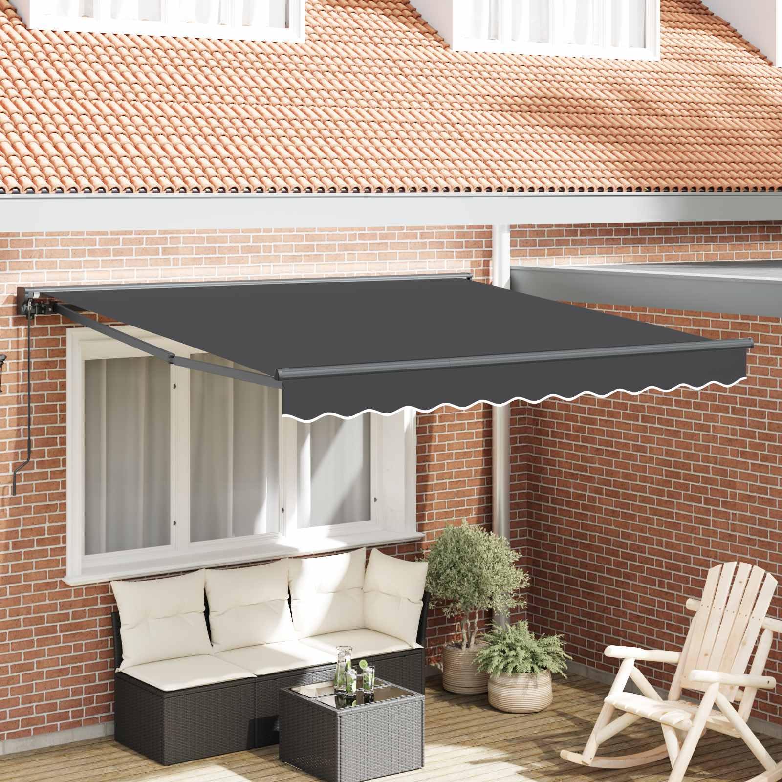 Store de terrasse robuste en acier et aluminium avec structure semi-cassette