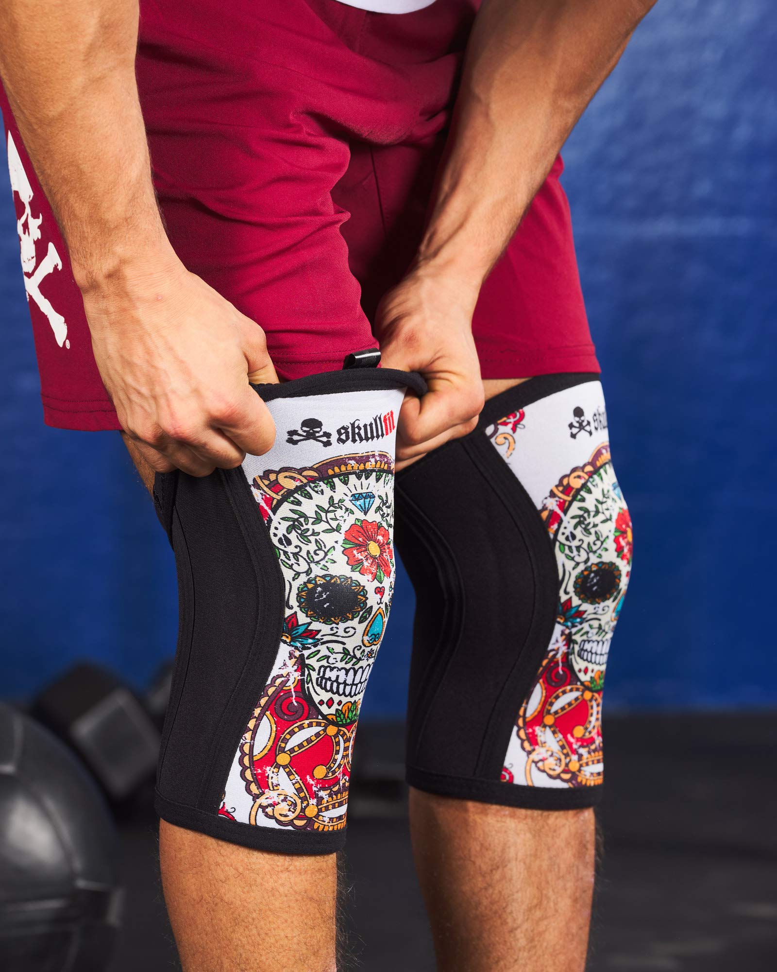 Skullfit Coppia di Ginocchiere Sportive in Neoprene 5 mm Anatomiche per Allenamento, Palestra e Crossfit, Unisex