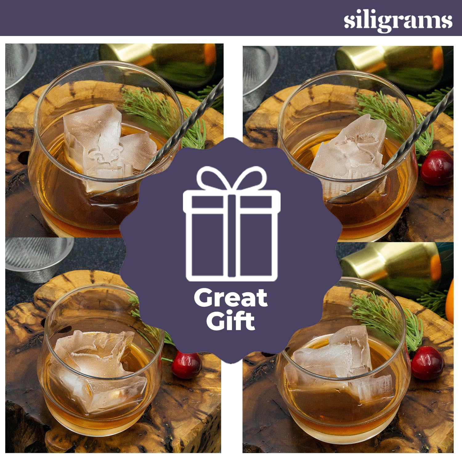 Siligrams Silicone Ice Cube Tray - State Shaped Ice Cube Mold for Cocktails, Whiskey & Other Drinks - Great Gift (KY - Kentucky)