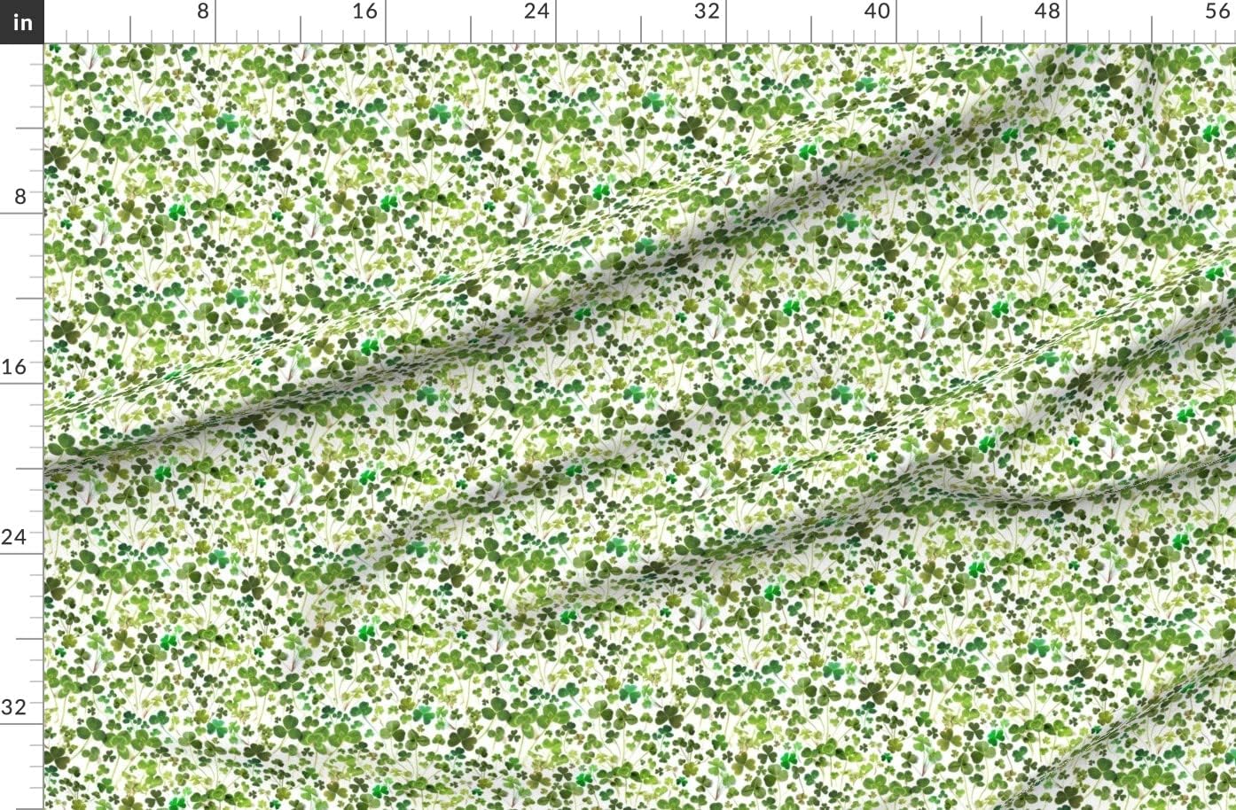 Spoonflower Fabric - Green Shamrocks Clovers Irish Shamrock Ireland Patricks Printed on Organic Cotton Sateen Fabric by The Yard - Sewing Quilting Apparel Home Decor