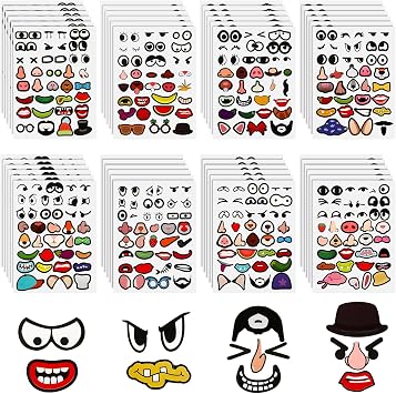 Tenceur 48 Sheets Make a Face Stickers for Crafts Decals Set, Stylish