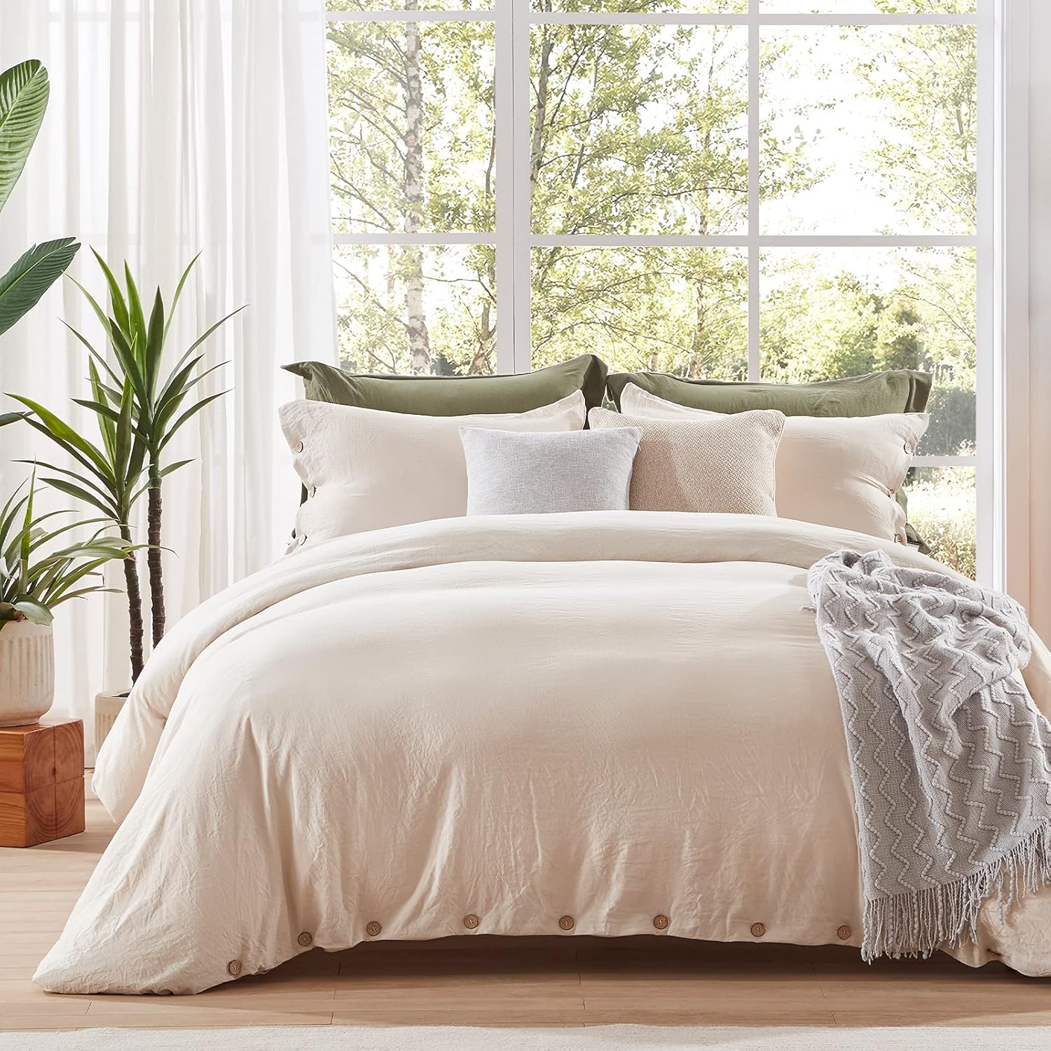 NexHome Beige Duvet Cover Sets Queen Size 3 Piece Double