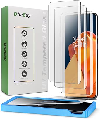 for OnePlus 9 Pro Screen Protector [3 Pack], Tempered Glass UV Set, 9H Anti-Scratch, HD ClarityNo Black Borders, Sensitive Touch, With Alignment Frame to Install