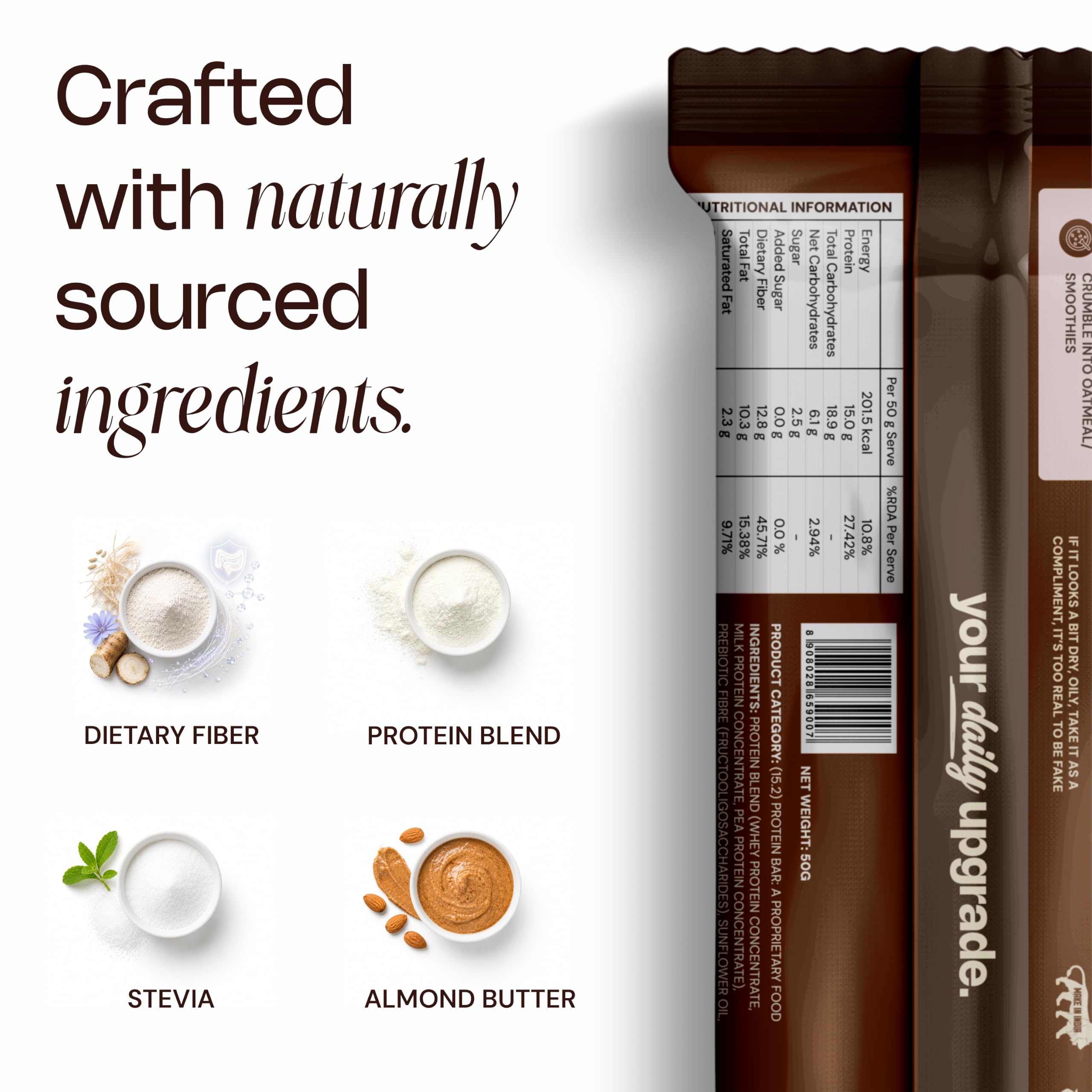 ZEN Protein Dessert Bar Choco Temptation Pack of 6 (50g Each) | 15g Protein, 13 gram Fiber, 200 Calories, 6g Net Carbs | No Added Sugar | No Palm Oil | Healthy Snack — Amazon image 5